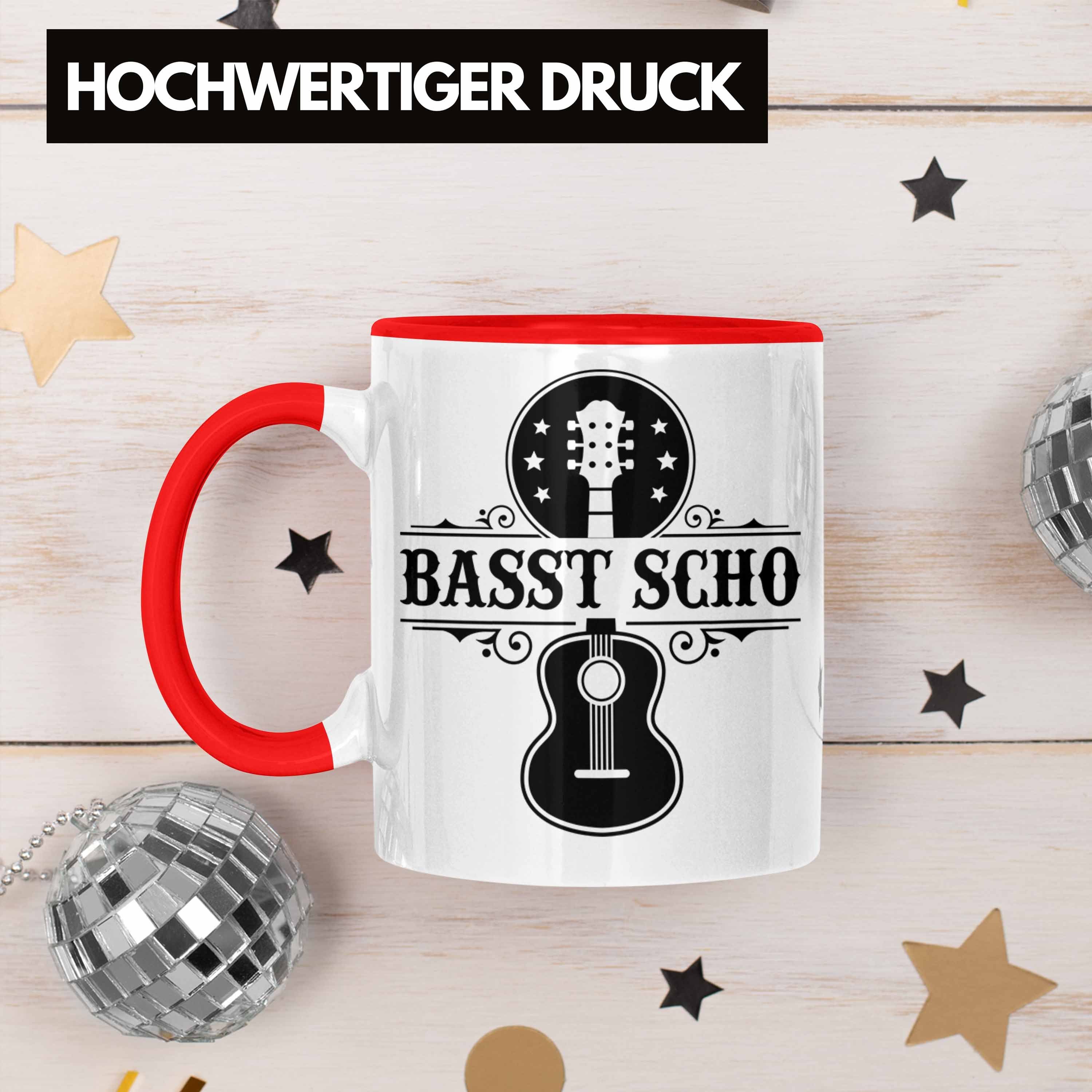 Trendation S Tasse Bass-Spieler Tasse Rot Geschenk Basst Kaffee-Becher Bassist Geschenkidee