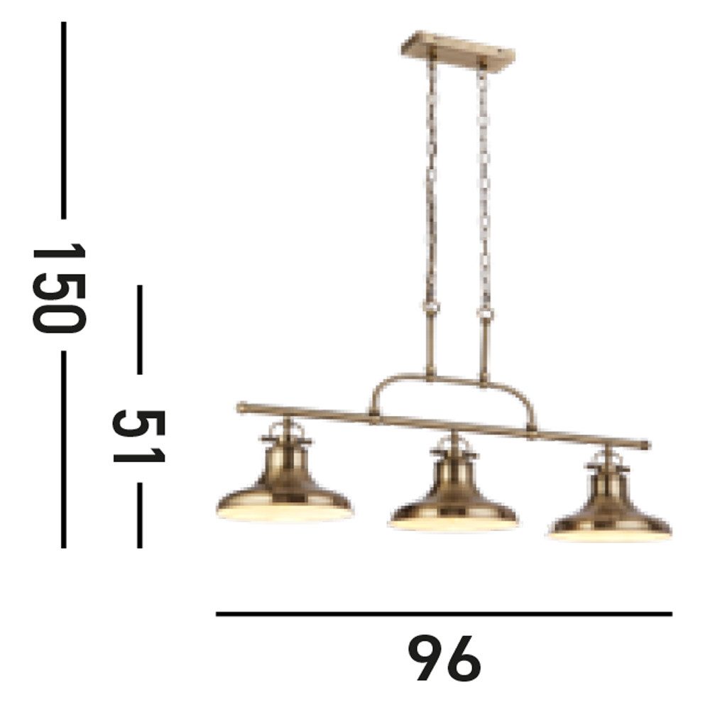 Searchlight Hängeleuchte Hängeleuchte Dallas, 3-flammig, ohne Leuchtmittel, Industrielle Optik