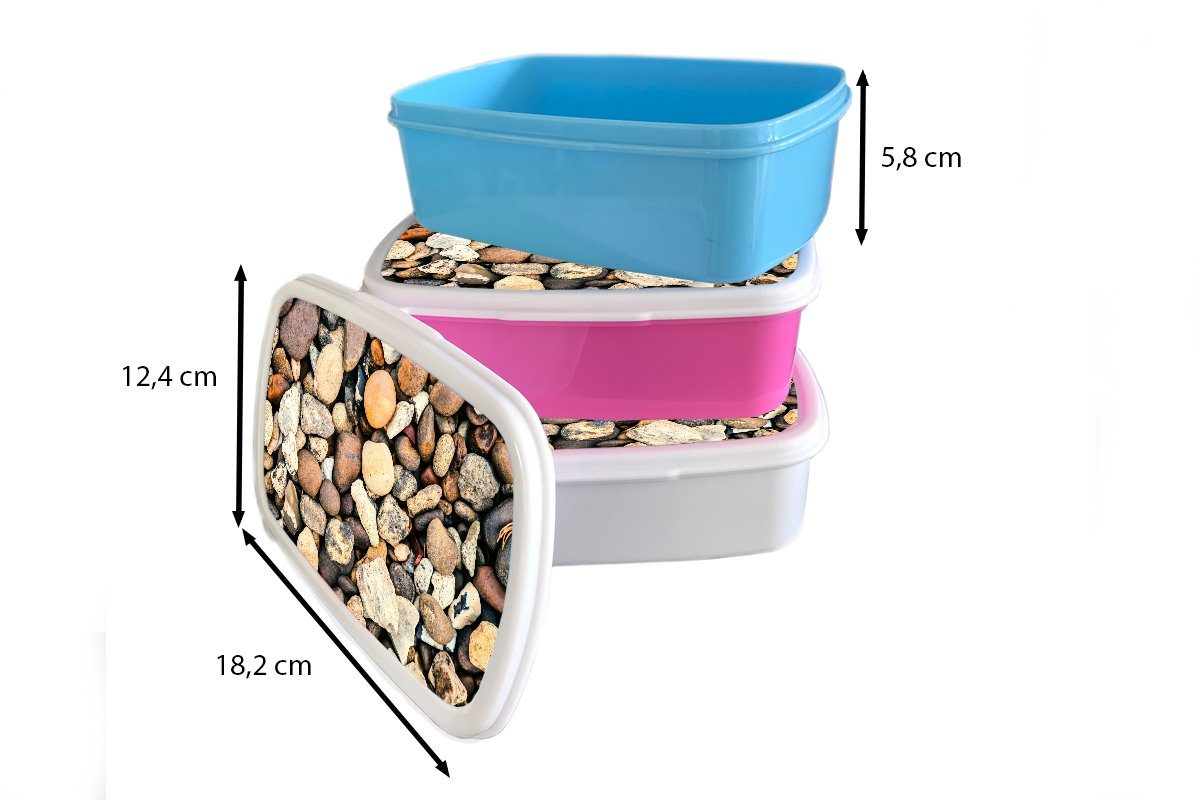 MuchoWow Lunchbox Kies - Brotbox weiß Kunststoff, Brotdose, Erwachsene, und Mädchen Steine und Naturstein, für für Kinder Jungs - (2-tlg)