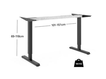 Actiforce Schreibtisch STEELFORCE PRO 300 (Home-Office PRO, 160 x 80 cm / 138 x 67 cm Stufenlos Teleskop), elektrisch höhenverstellbarer Schreibtisch, ergonomisch