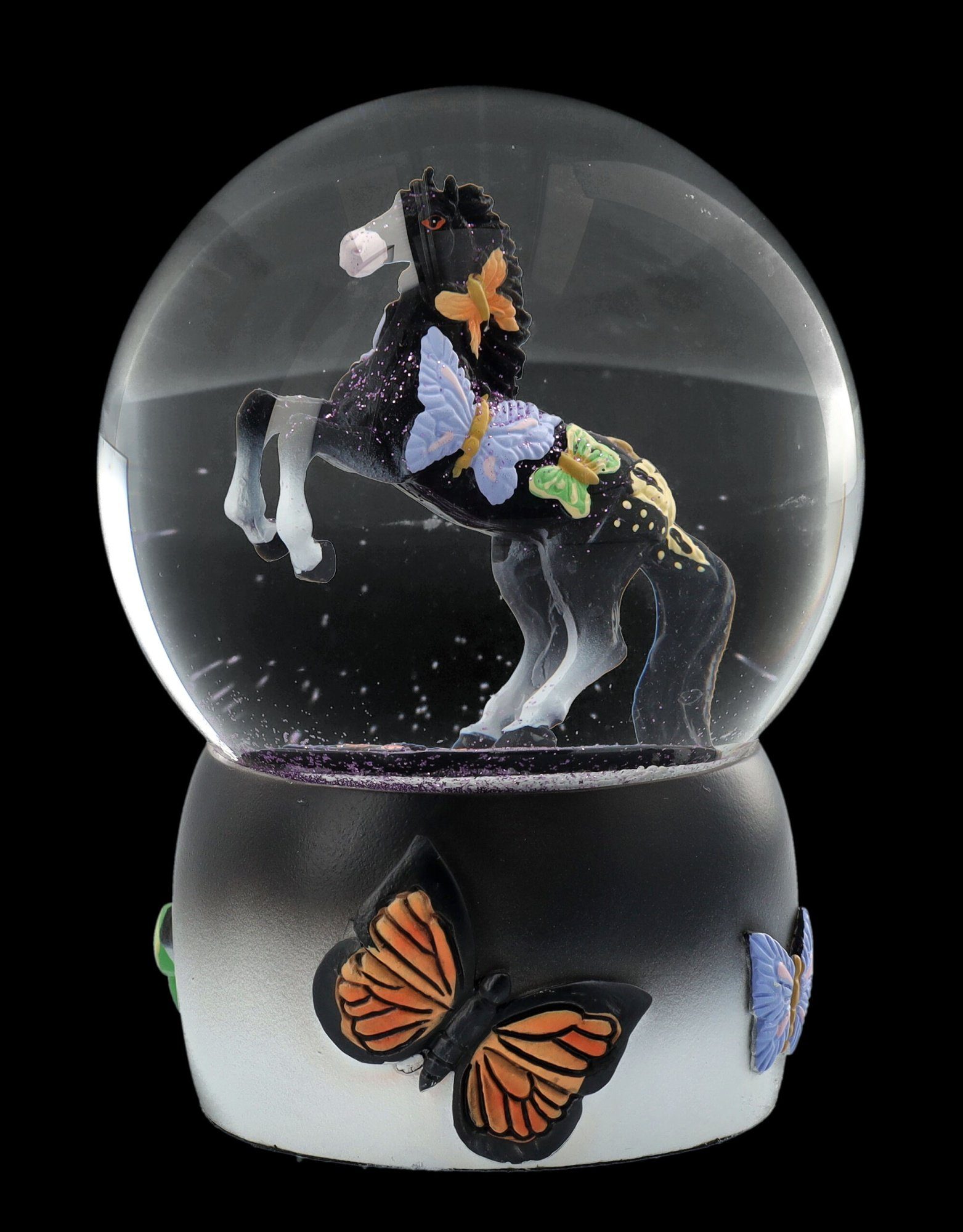 Figuren Shop GmbH Schneekugel Schneekugel Pferd - Black Beauty - Dekoration Pferdefigur Tierdeko