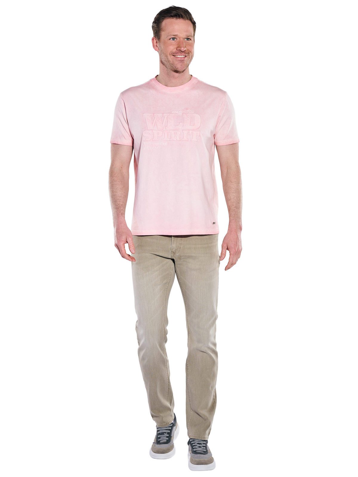 Engbers T-Shirt Herren Rundhals-T-Shirt mit Stickerei, Rosa