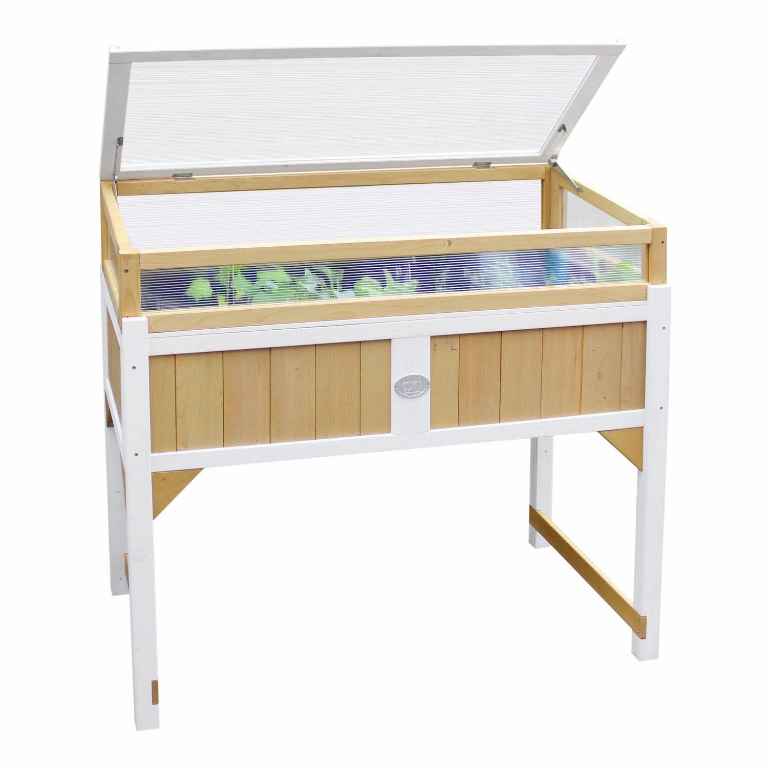 Natur24 Gartentisch Holz Pflanzentisch 120 x 54 x 120 cm Natur Weiß