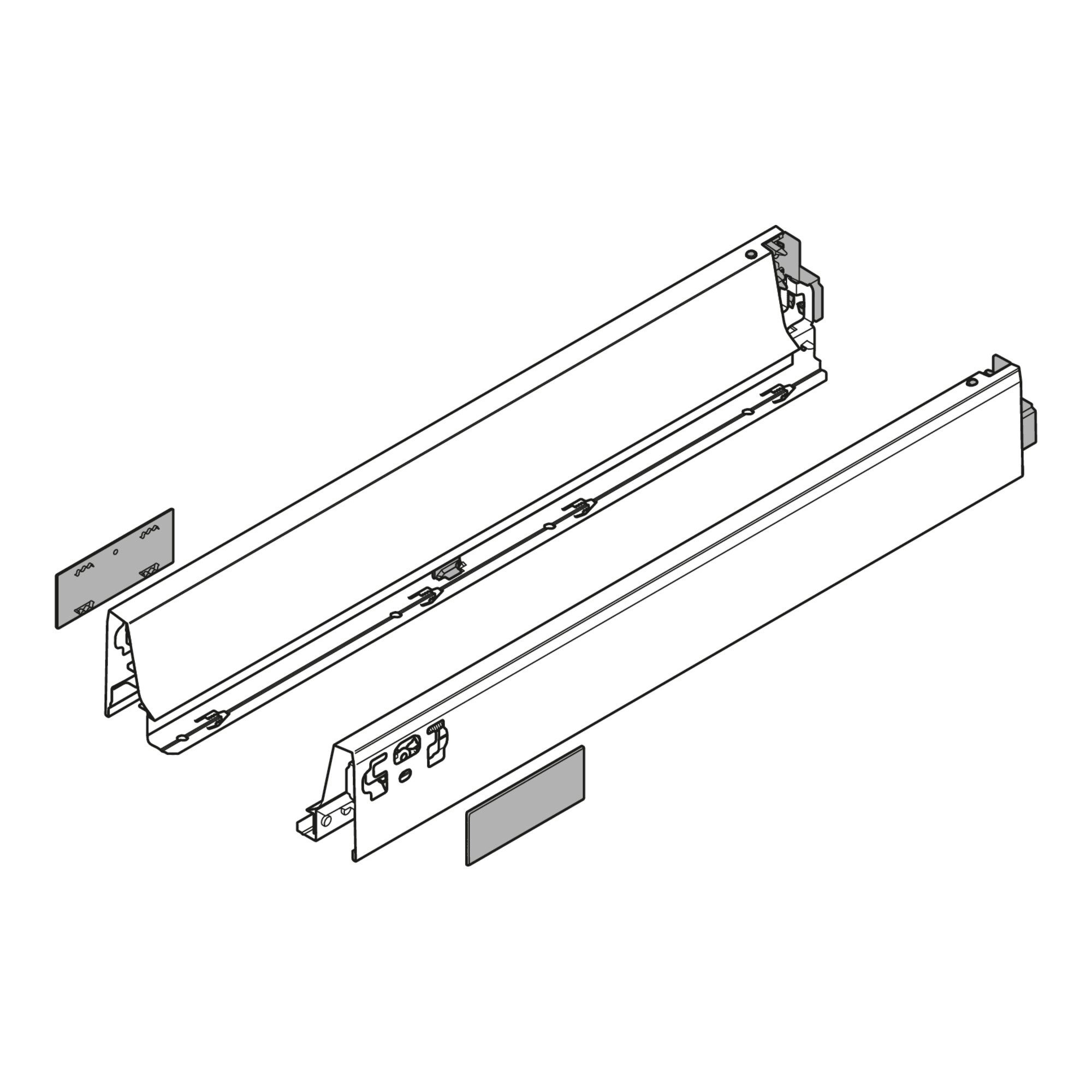 blum Teleskop-Vollauszug Blum TANDEMBOX Zarge, Höhe N 68 mm, NL 450 mm, links/rechts, für TANDE