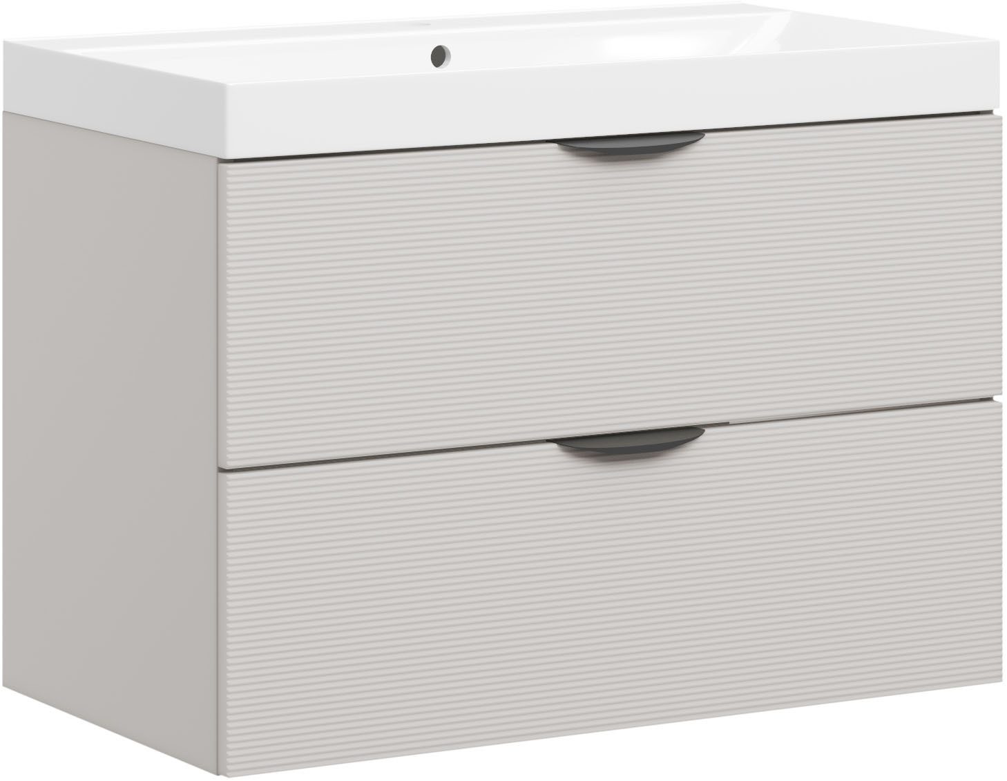 welltime Waschtisch FLOW STRIPE mit Waschbecken, Breite 60 oder 80cm, modernes Design, Schrank mit 2 Schubladen, Soft-Close-Function, in 2 Breiten erhältlich