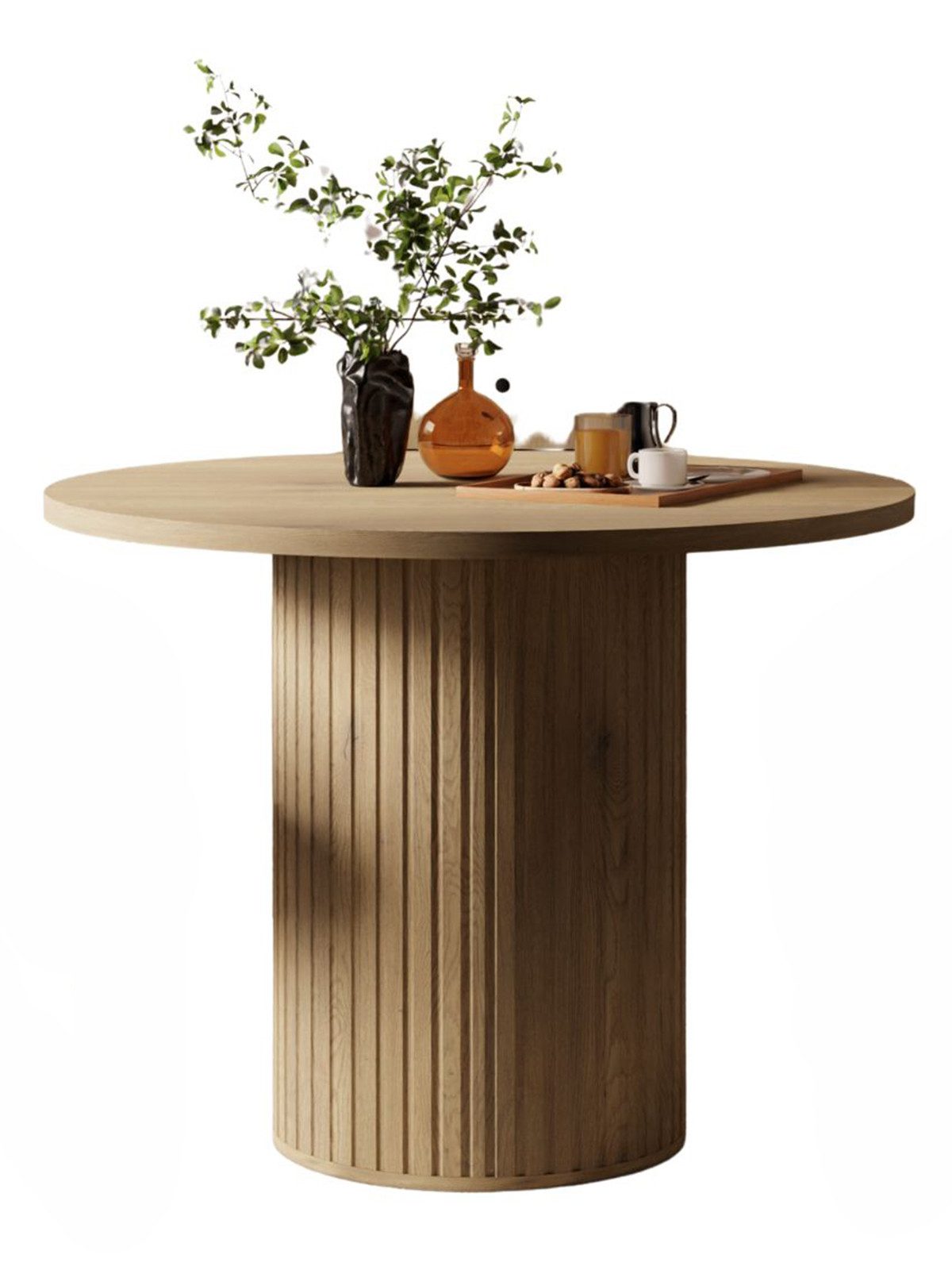 Compleo Esstisch rund, ausziehbar 100-188 cm, Küchentisch Beige oder Eiche cremona, MADE IN EU, Esszimmer modern ZANTO