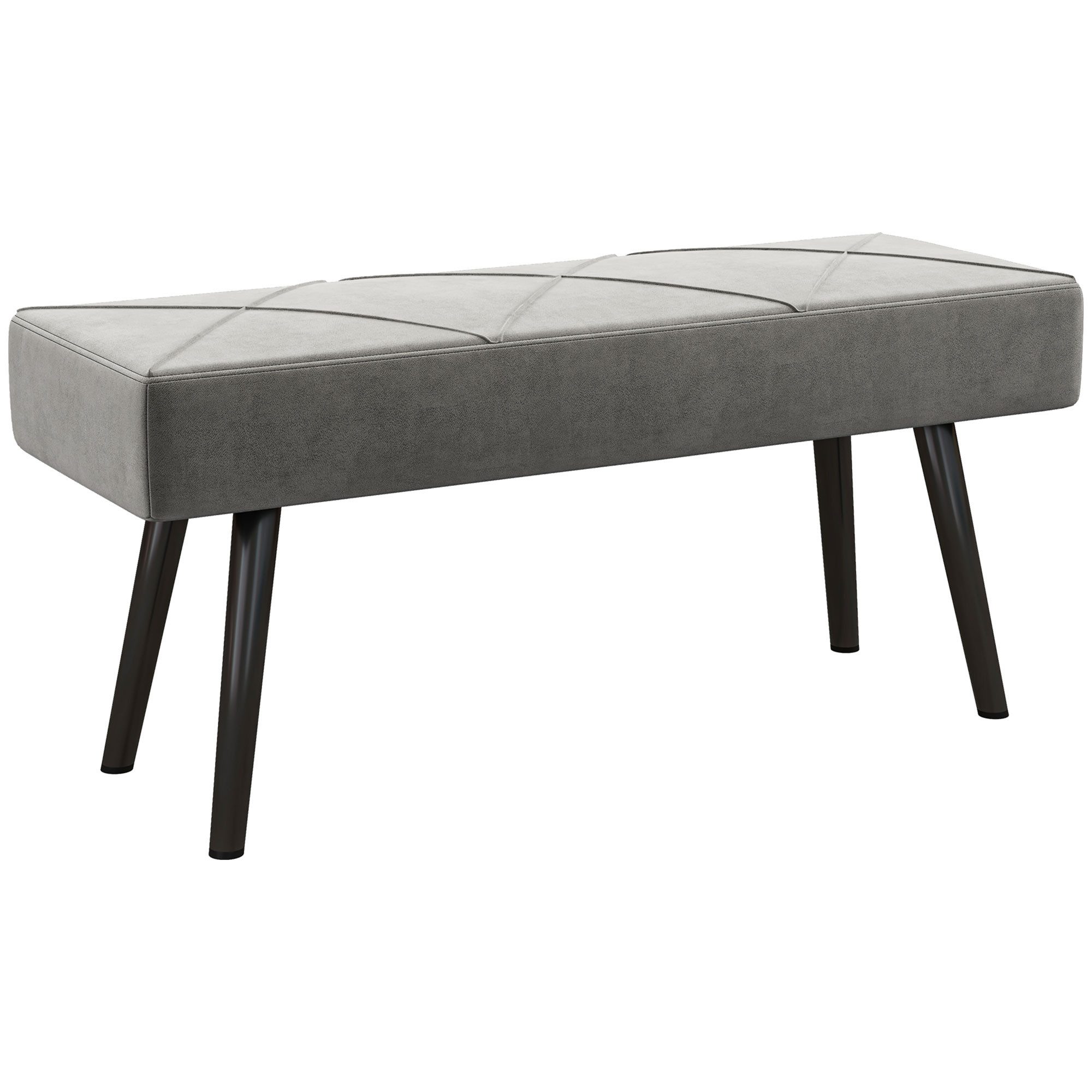 MODFU Polsterbank 100x36x45 cm, Samtbank mit X-Design, gepolstert, belastbar bis 120 kg (Packung, 1-St., Vielseitig als Schuhbank, Bettbank & Dekositz nutzbar, in Grau), Bequeme & pflegeleichte Sitzgelegenheit für Diele, Ankleide