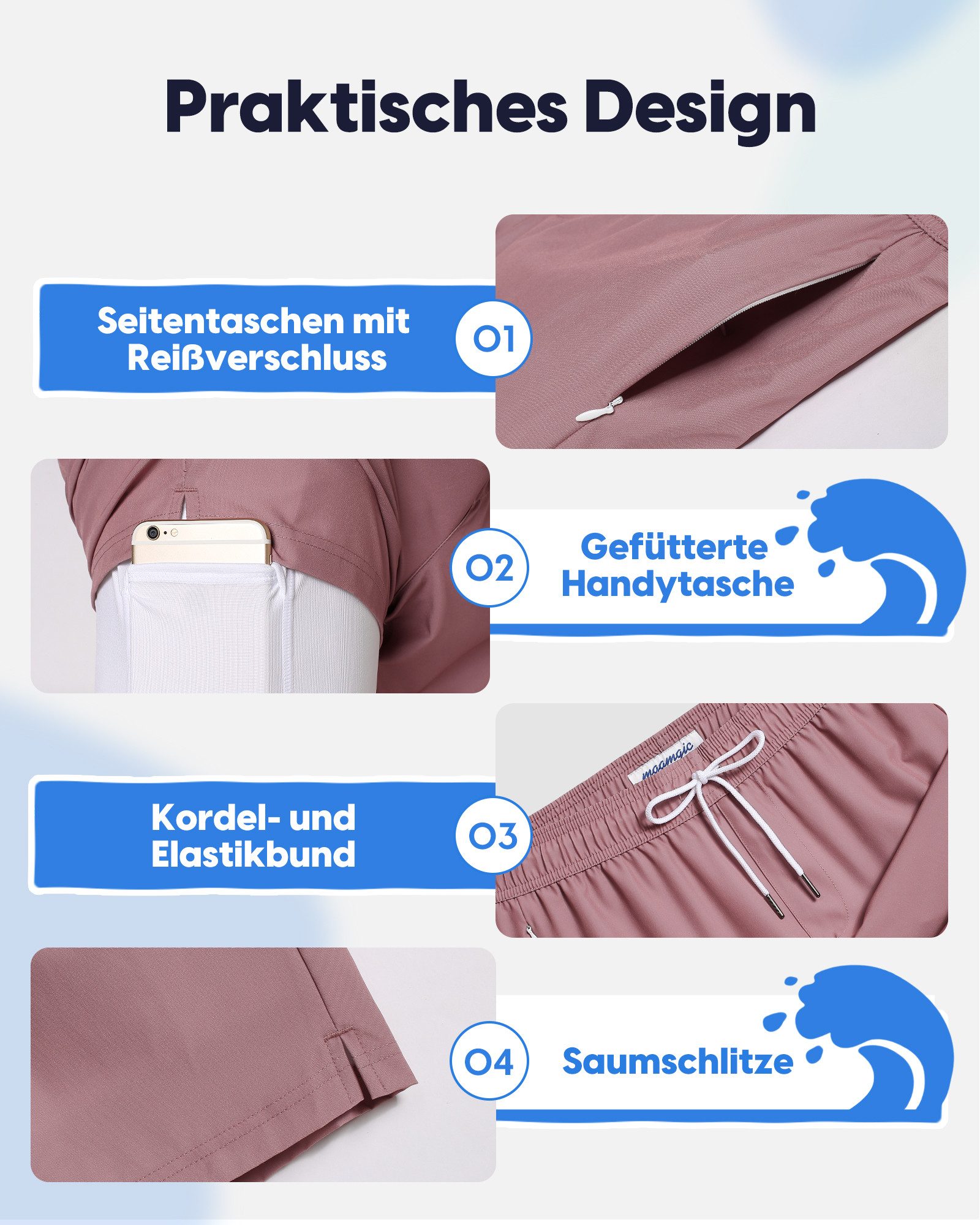 MaaMgic Shorts Herren Elastan kurze Hose 2-in-1 Badehose schnelltrocknend Sporthose (1-tlg) – Bild 5 von 5