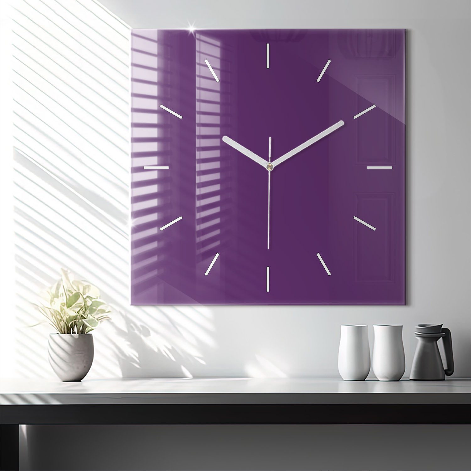 Tulup Wanduhr Wanduhr Modernistische Glaswanduhr 60x60cm Uhr aus gehärtetem Glas