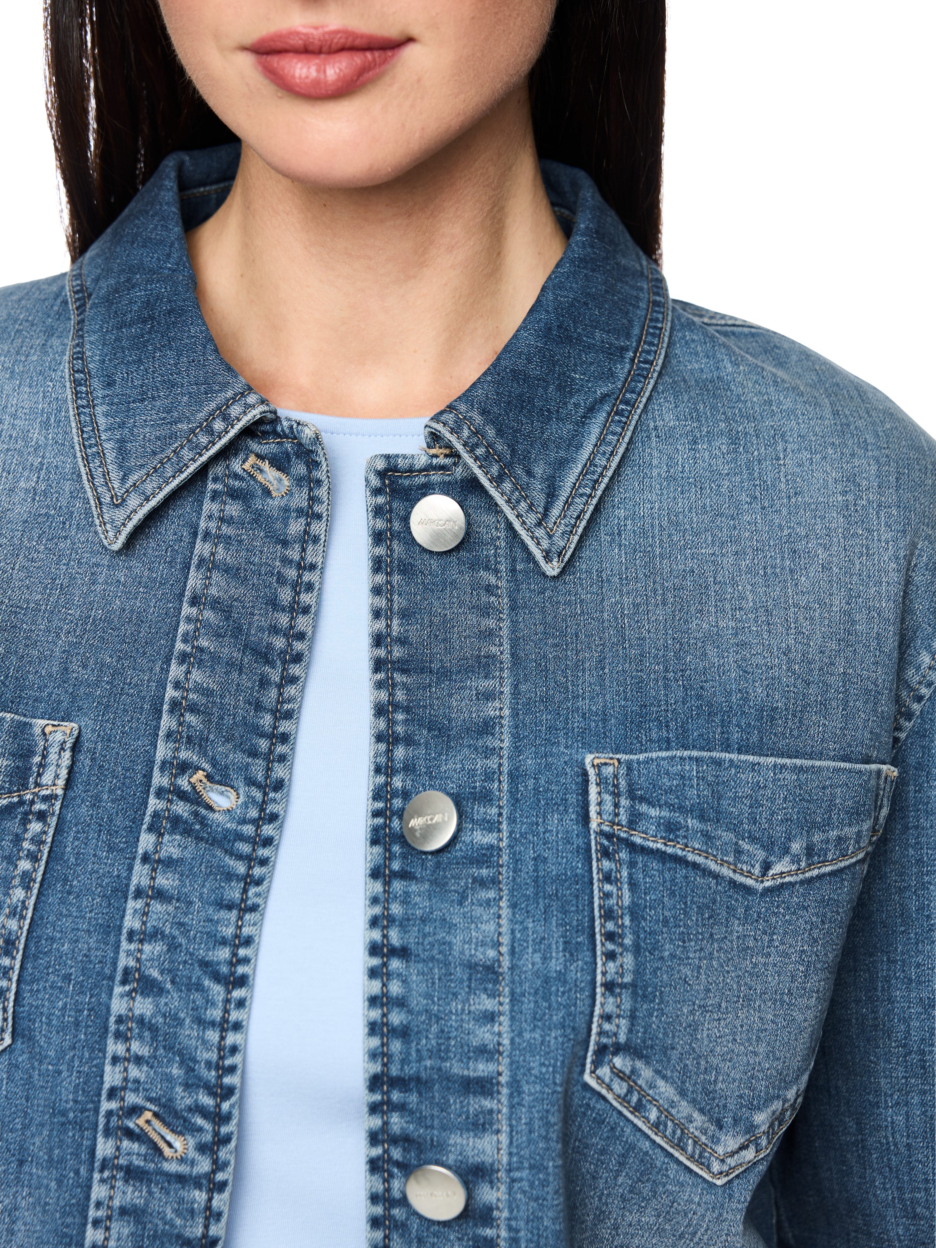 Marc Cain Jeansjacke Serene Hues Premium Damenmode mit Floralprint-Ärmeln günstig online kaufen