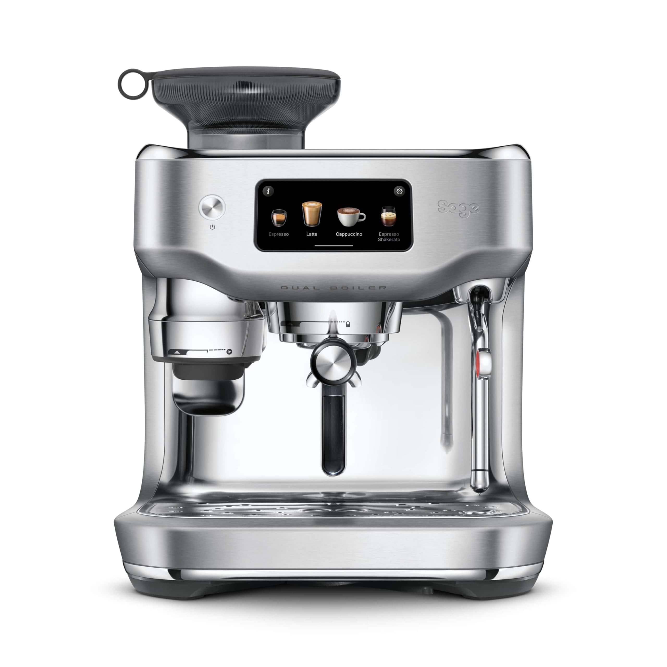 Sage Siebträgermaschine SES995BTR, Dual Boiler, Brushed Stainless Steel, Automatisches Mahlen