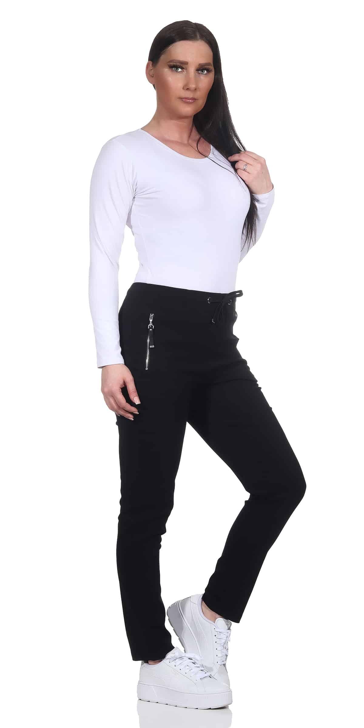 Alica Collection Chinohose Schlupfhose Damen Stretch Hose leichte Sommerhose - Kurzgröße mit Gummibund & Kordelzug, in großen Größen erhältlich