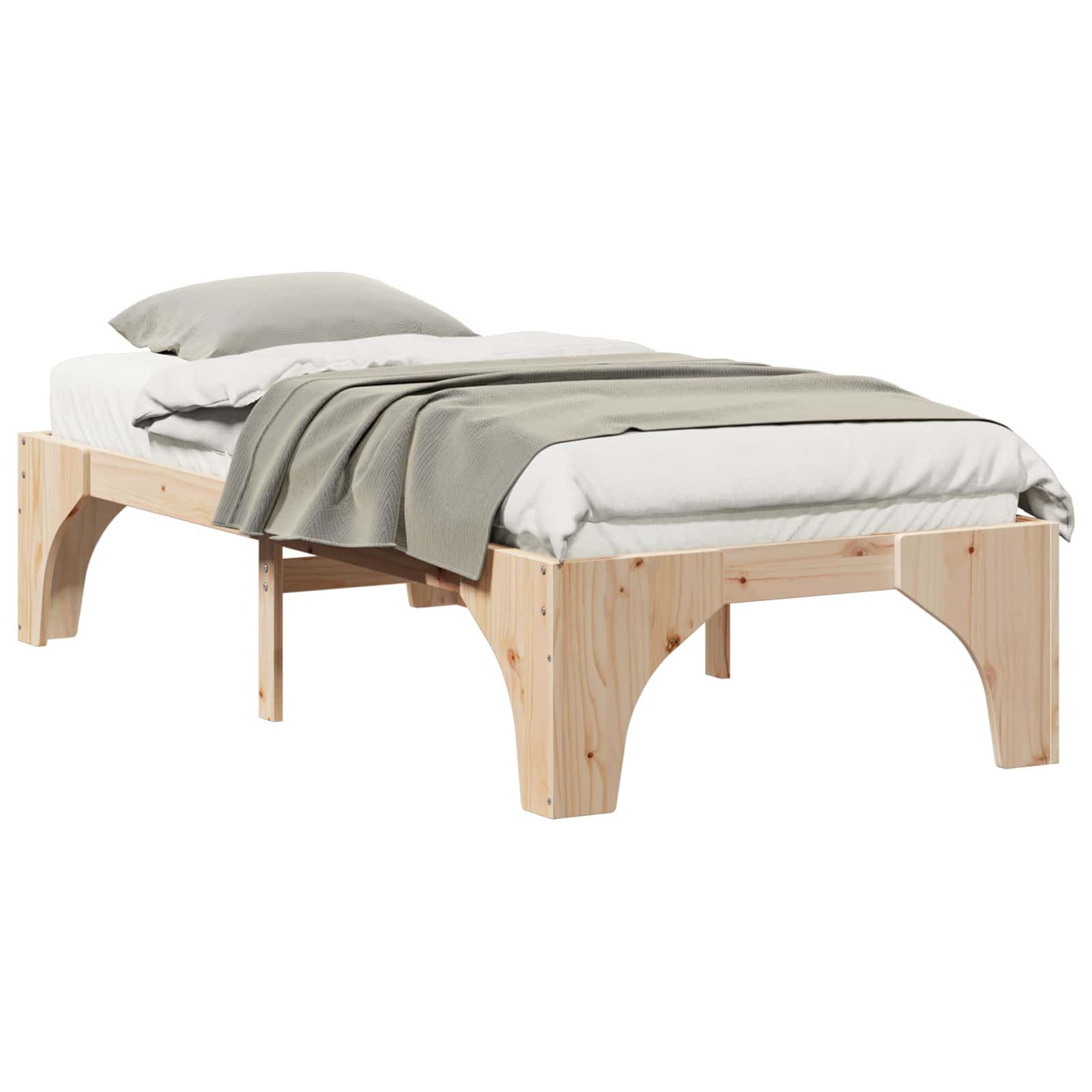 vidaXL Bett Bettrahmen Braun 75 x 190 cm Massives Kiefernholz (1-tlg)