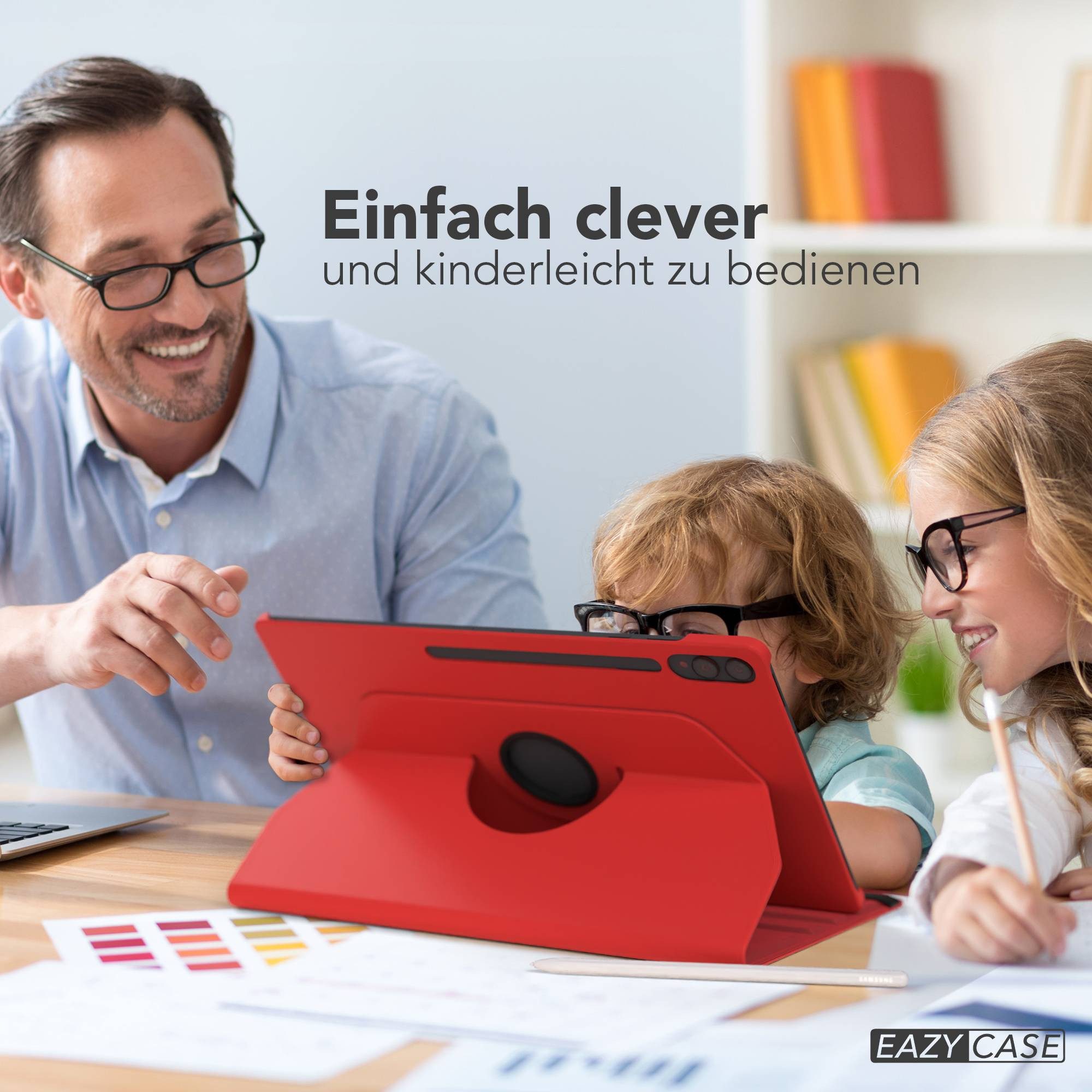 EAZY CASE Tablet-Hülle Rotationcase für Samsung Galaxy Tab S11 Ultra 14,6 Zoll, Tabletcase Flipcover Smart kratzfest Hülle aufstellbar drehend Rot – Bild 3 von 5