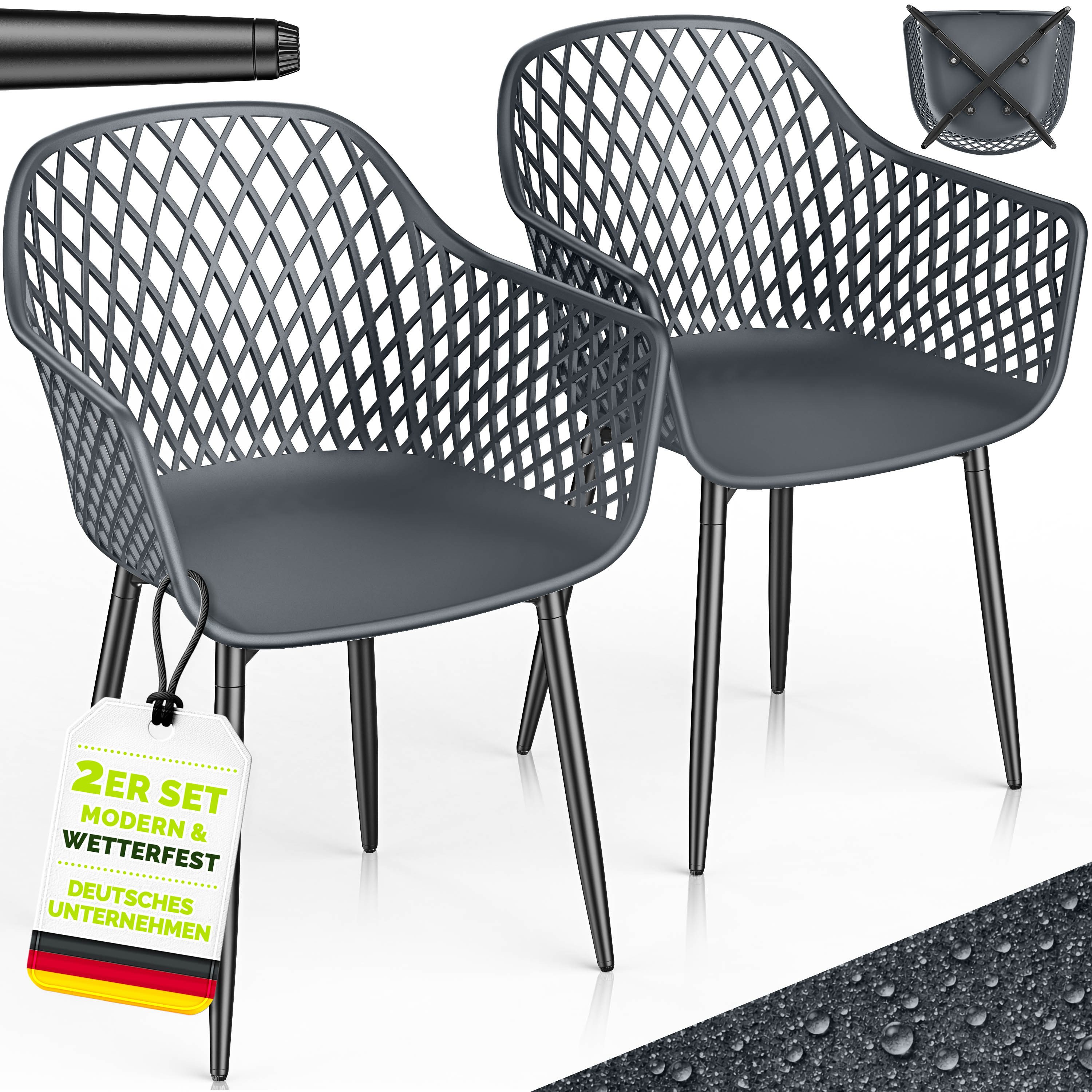 tillvex Gartentisch tillvex® Movo Gartenstühle mit Metallfüßen (Gartenstühle UV-beständig Terrassenstuhl Gartenmöbel, 2-St., Terrasse Balkon Outdoor Garten), belastbar