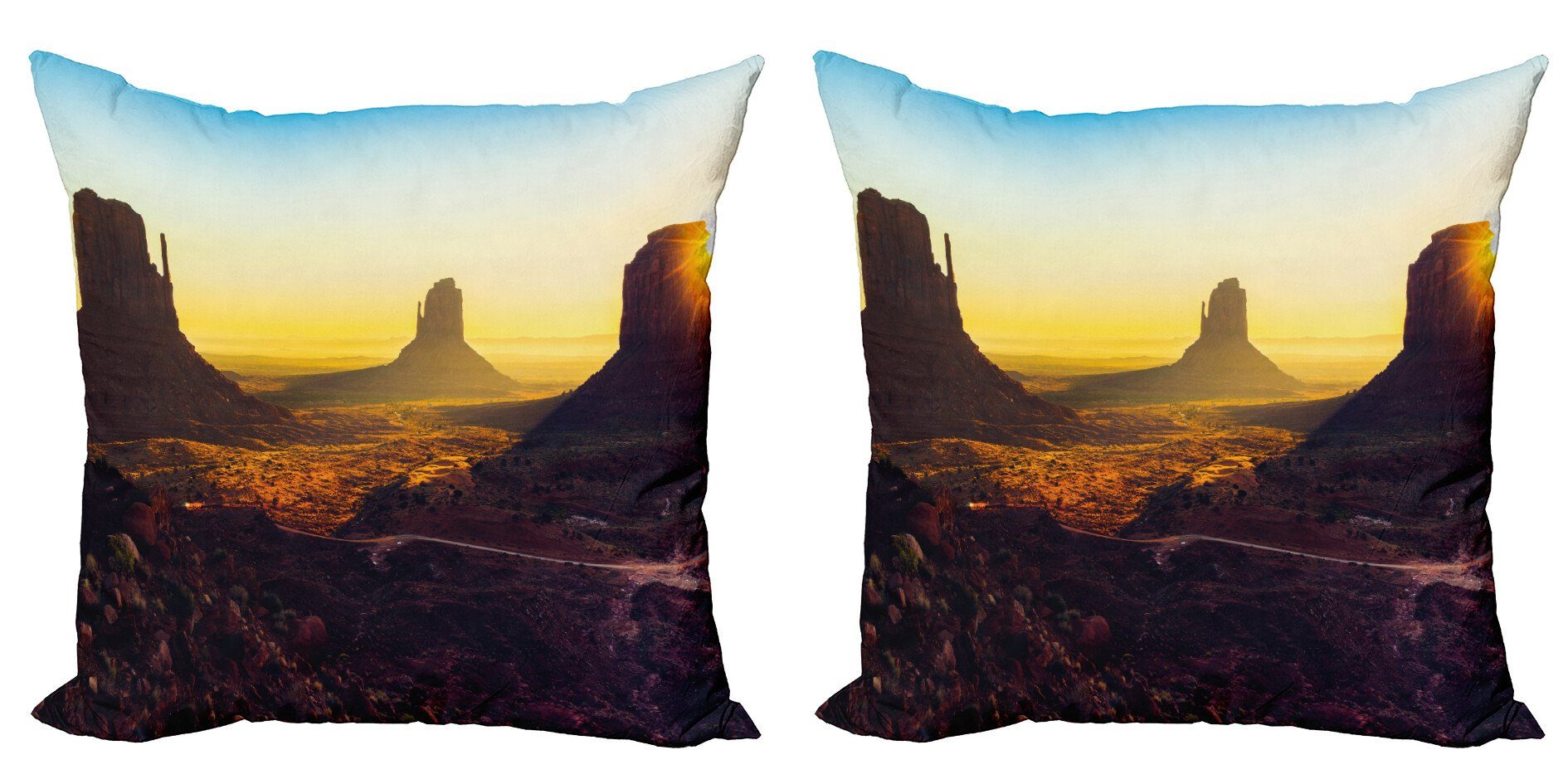 Kissenbezüge Modern Accent Doppelseitiger Digitaldruck, Abakuhaus (2 Stück), Landschaft Sonnenaufgang Monument Valley | Kissenbezüge