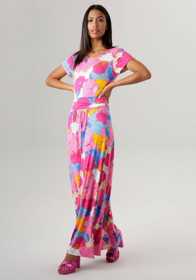 Aniston SELECTED Sommerkleid mit farbenfrohem Blütendruck - Jedes Teil ein  Unikat - NEUE KOLLEKTION