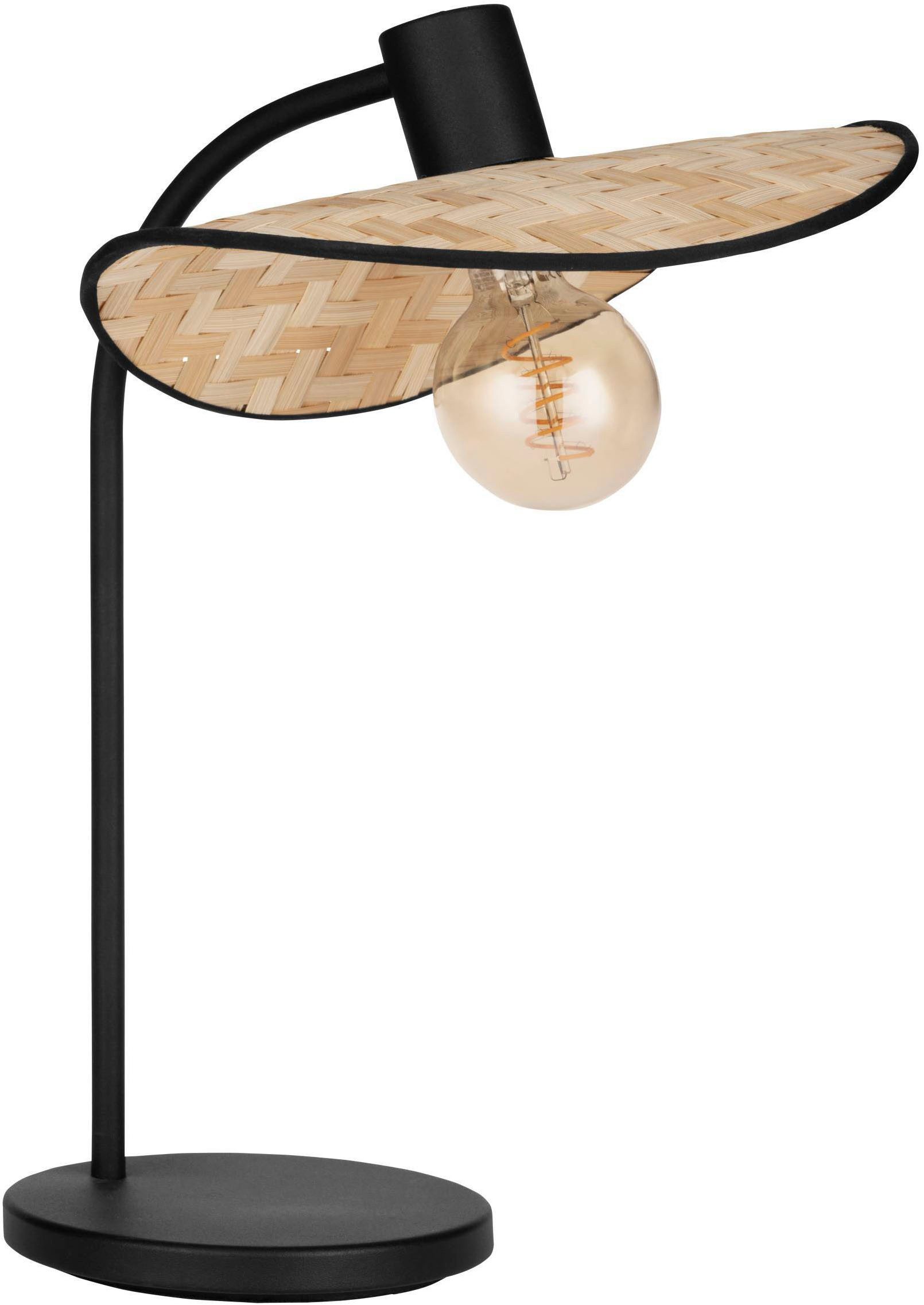 EGLO Tischleuchte Marywell Tischlampe, Nachttischlampe Japan-Stil aus Metall und Bambus, Ein-/Ausschalter, ohne Leuchtmittel, Tischleuchte - L29 x B30 x H46,5 cm - schwarz - 1X40W exkl.