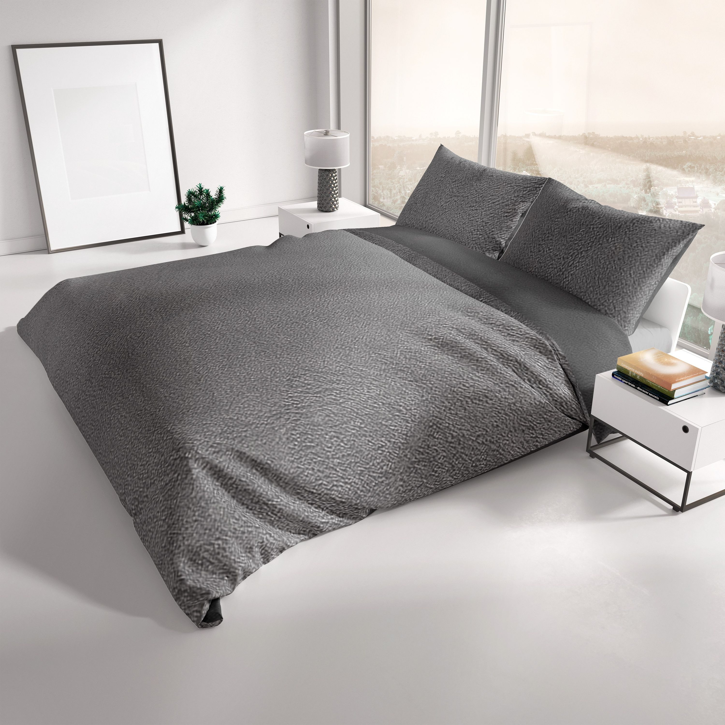 Leonado Vicenti Bettwäsche Winter flauschig warm, Fleece, 3 teilig, Thermofleece kuschelig weich, Einfarbig – Bild 5 von 5
