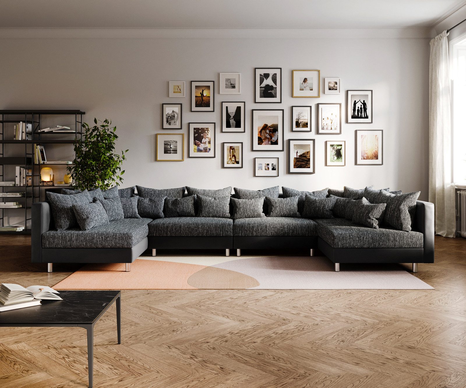 DELIFE Wohnlandschaft Clovis, XL Schwarz Wohnlandschaft günstig online kaufen