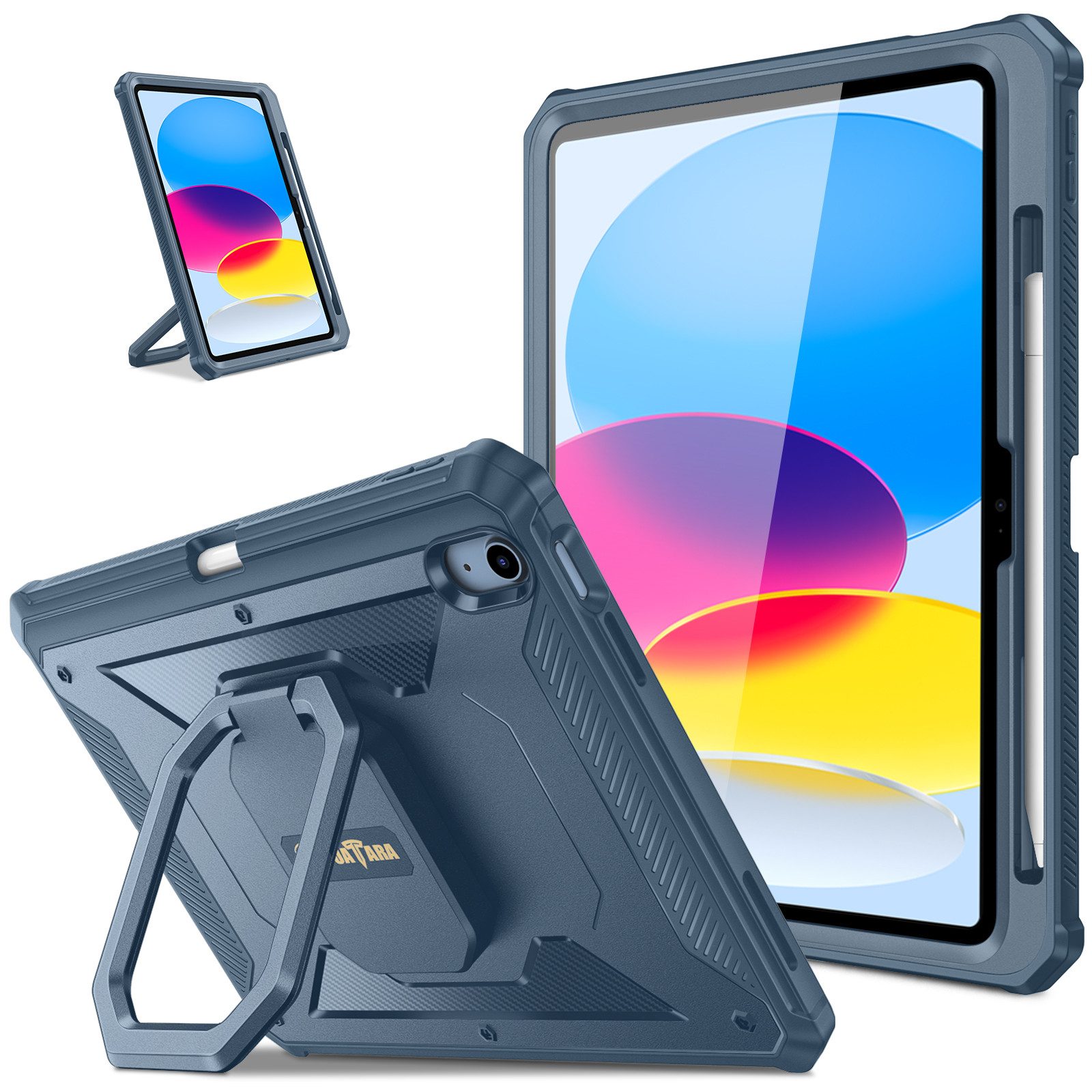 Fintie Tablet-Hülle für iPad 11./10. Generation 11/10,9 Zoll 2025/2022[Tuatara Magic Ring], 360 Grad drehbarer Griff Ständer Stoßfest Cover mit Displayschutzfolie