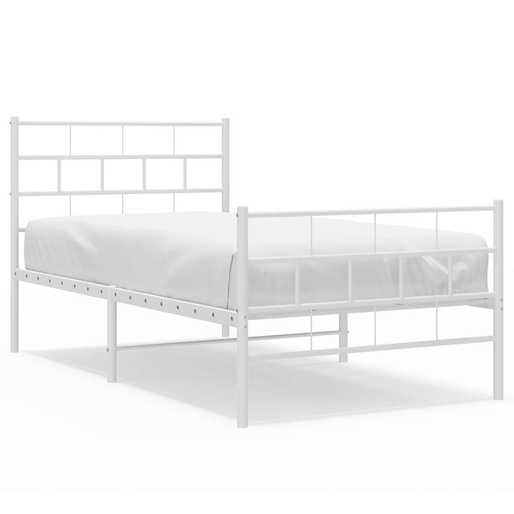 vidaXL Bett Bettgestell mit Kopf- und Fußteil Metall Weiß 100x190 cm günstig online kaufen