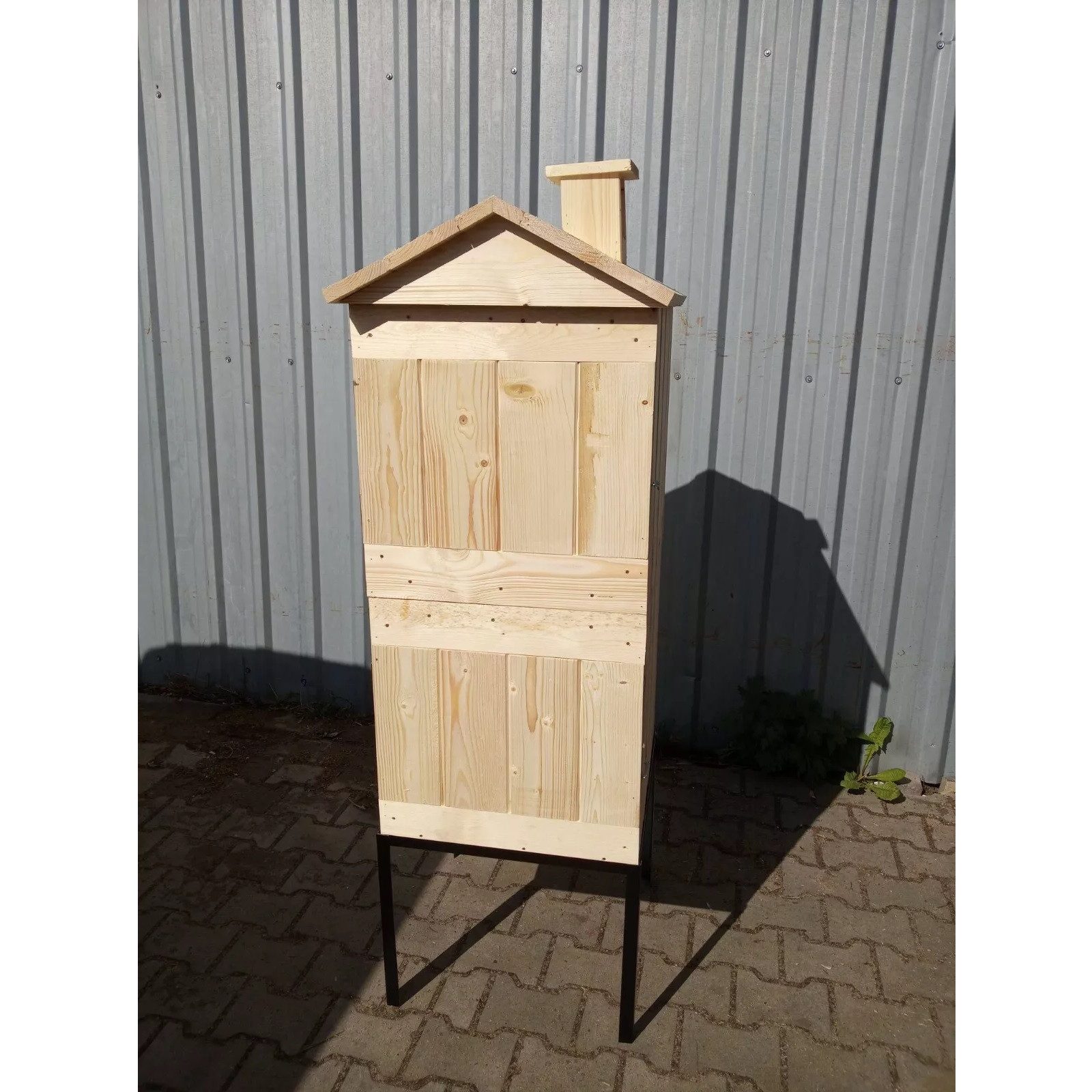 QLS Räucherofen 550x50x120 cm, Mit Kamin groß doppelt Fichteholz Garten Feuerkammer – Bild 4 von 5