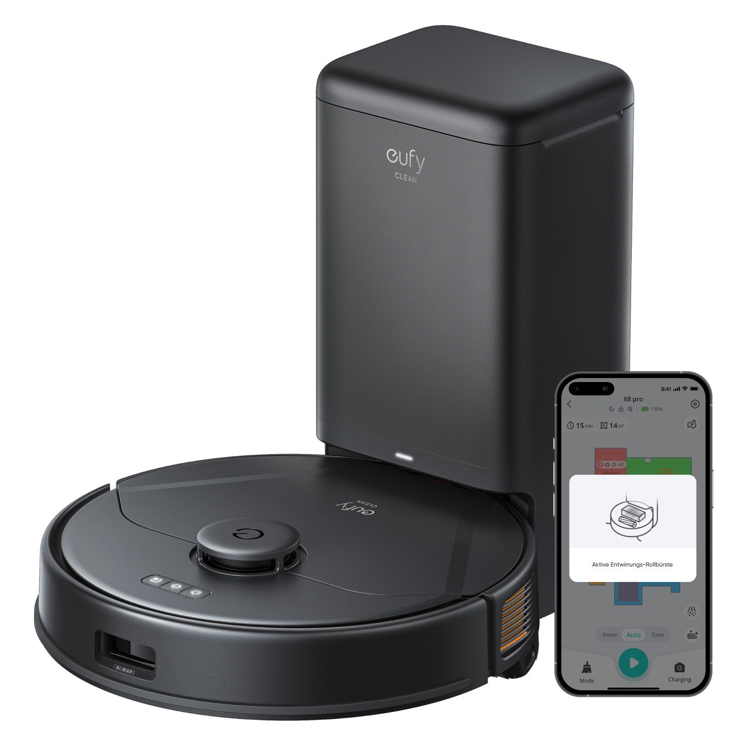 eufy Saugroboter X8 Pro, 50,00 W, LiDAR Navigation, ideal für Hartböden & Teppiche