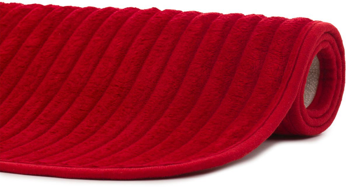 Gözze Badematte Berlin, Höhe 7 mm, rutschhemmend beschichtet, fußbodenheizungsgeeignet, Polyester, rechteckig, Badteppich, Uni Farben, Cord Optik, waschbar
