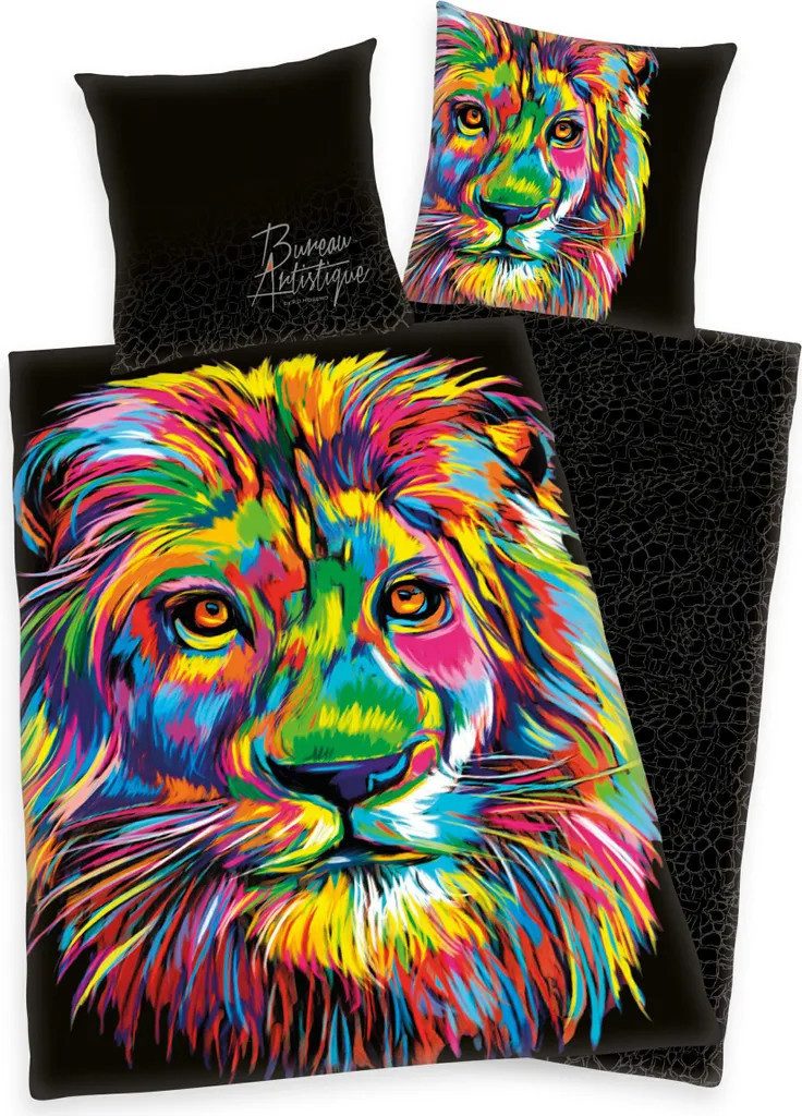 Herding Kinderbettwäsche Mako Satin Bettwäsche Set Bureau Artistique Löwe 1 günstig online kaufen