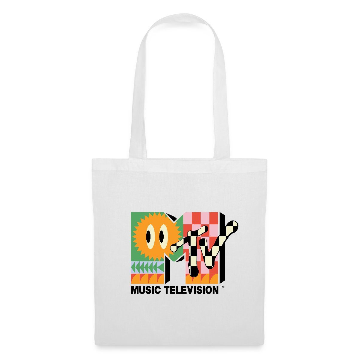 Henkeltasche MTV Music Television Buntes Logo Mit Sonne Stoffbeutel