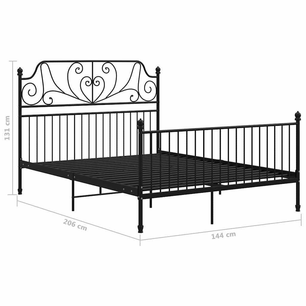 furnicato Bettgestell Bequemes Metallbett Schwarz 206 x 144 x 131 cm (1-tlg günstig online kaufen