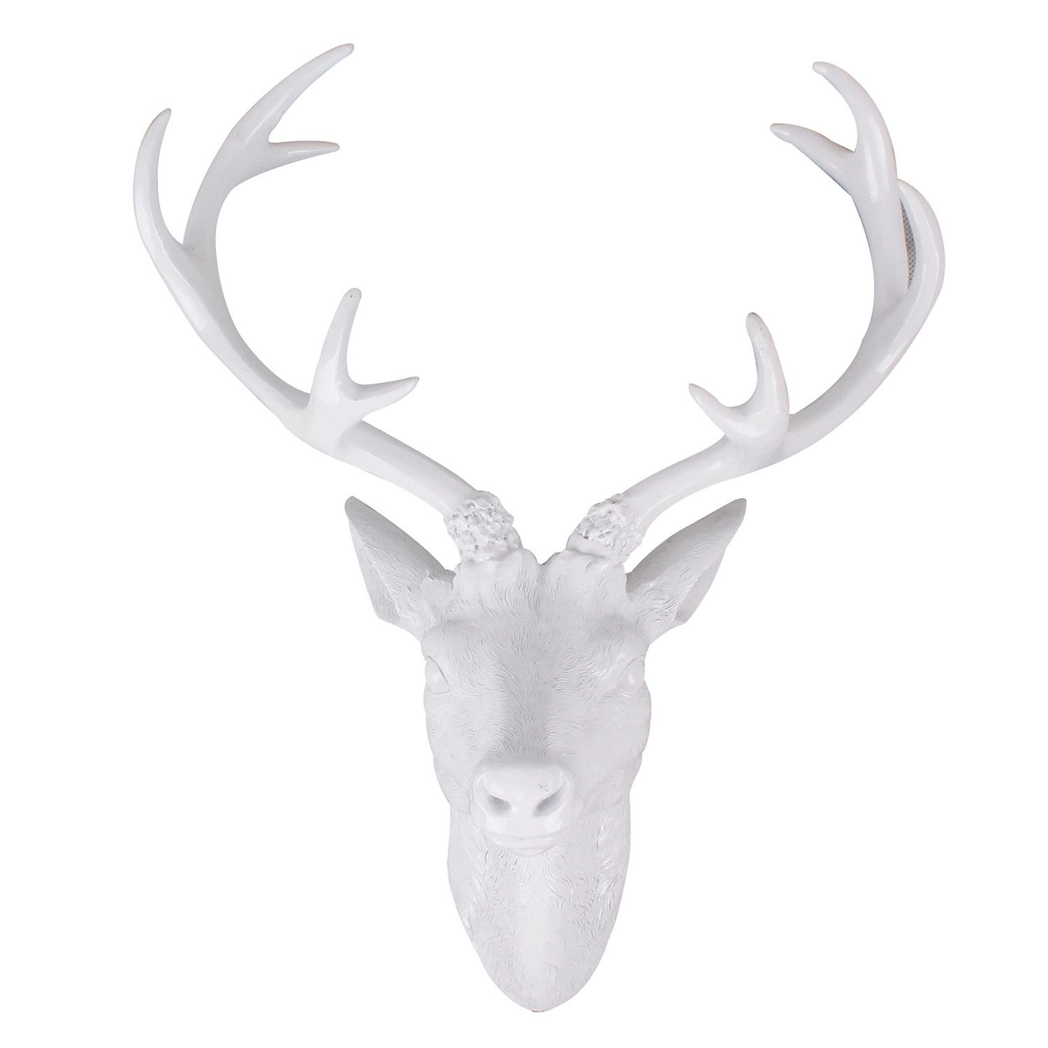 Mojawo Wanddekoobjekt XL Hirschgeweih Hirschkopf Geweih 10-Ender Weiß 30x18 günstig online kaufen