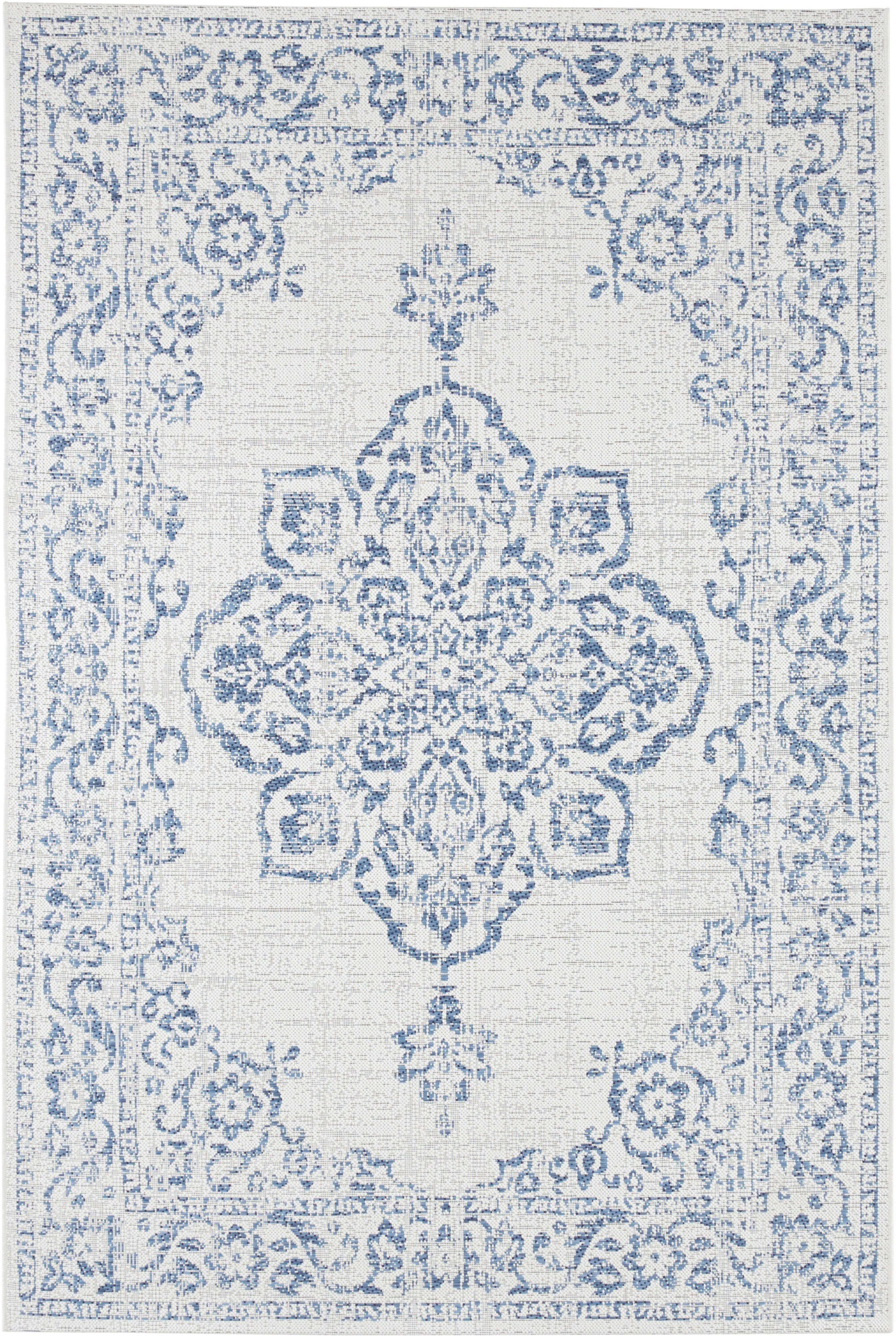 Teppich Tilos, mm, 8 Vintage, Outdoor, Kurzflor, Orientalisch, Garten rechteckig, creme/blau Höhe: Wohnzimmer, In- NORTHRUGS, &