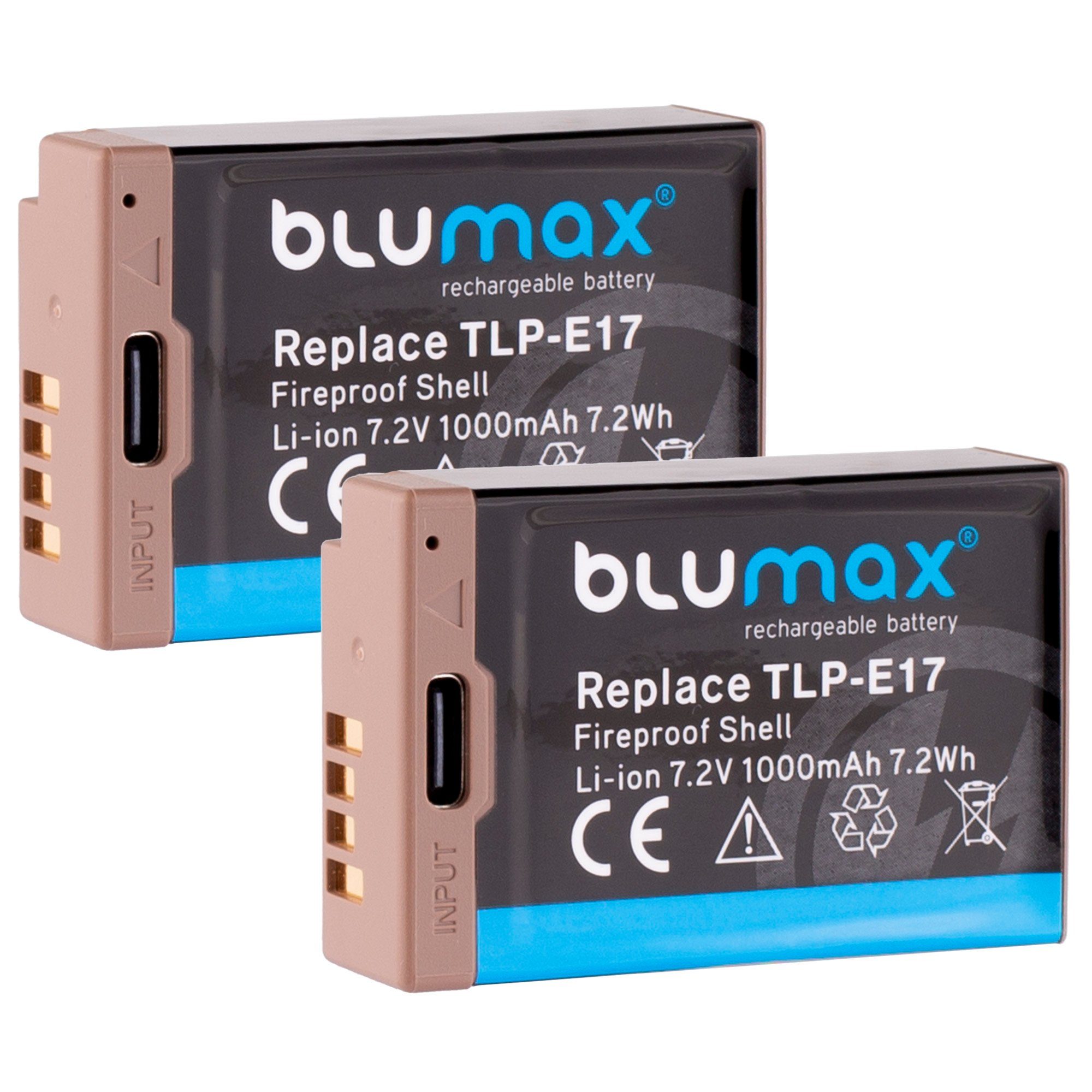 Blumax Set mit Lader für Canon LP-E17 EOS M6 760D R10 R50 Typ-C 1000 mAh Kamera-Akku