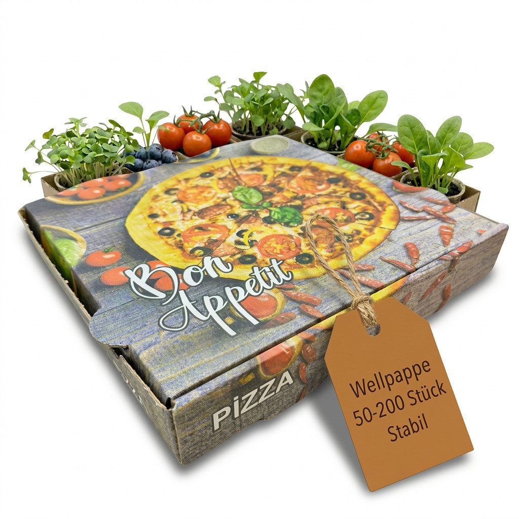 NoblesBox Karton Pizzakarton Set - Lieferdienst Verpackung - Stabil & Sicher 50-200 Stk, Stabile, Kraft, Pizza Box, Pizzeria