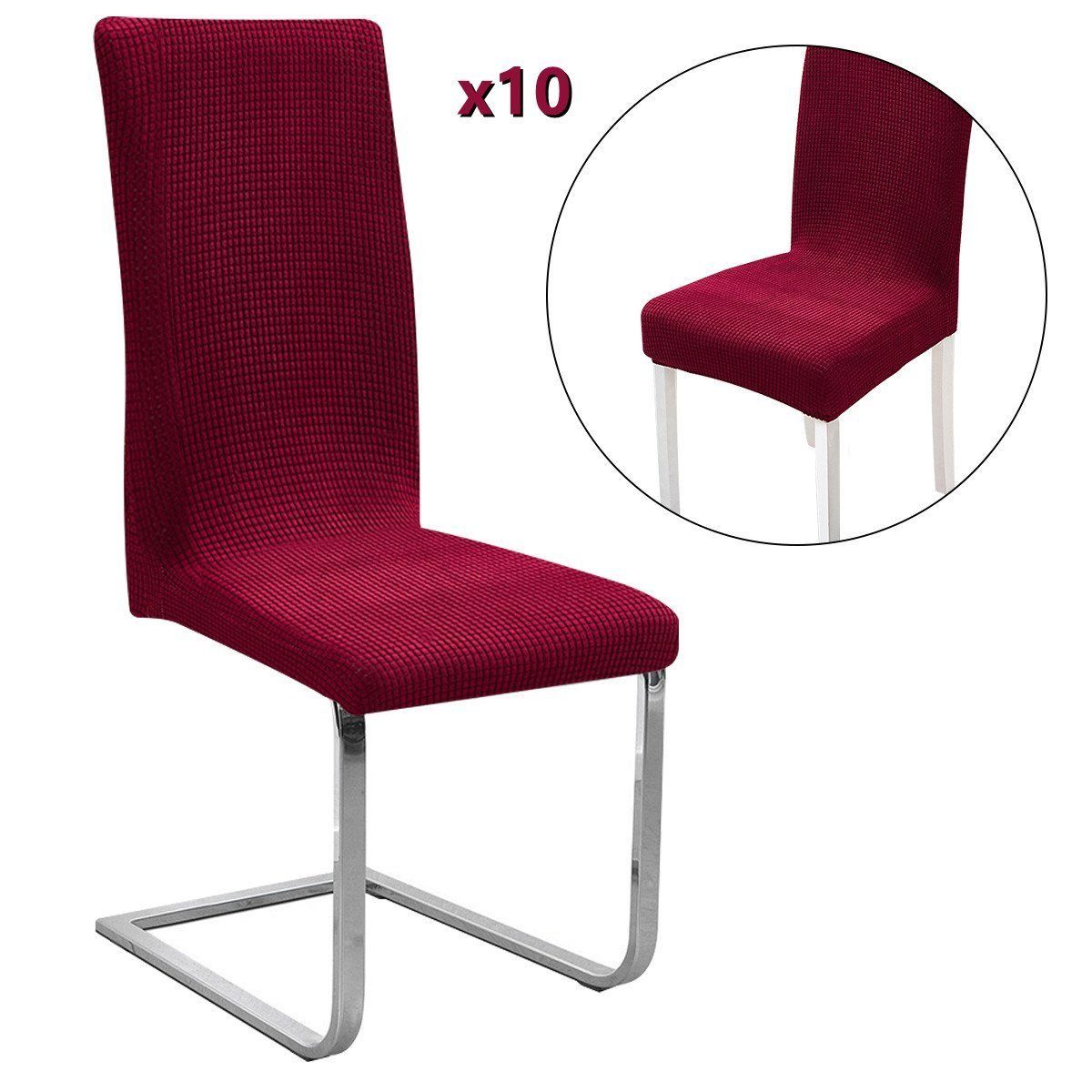 Stretch Stuhlhussen Stuhlhusse rot Stuhlbezug Set 10er elastische, Waschbar MOOHO