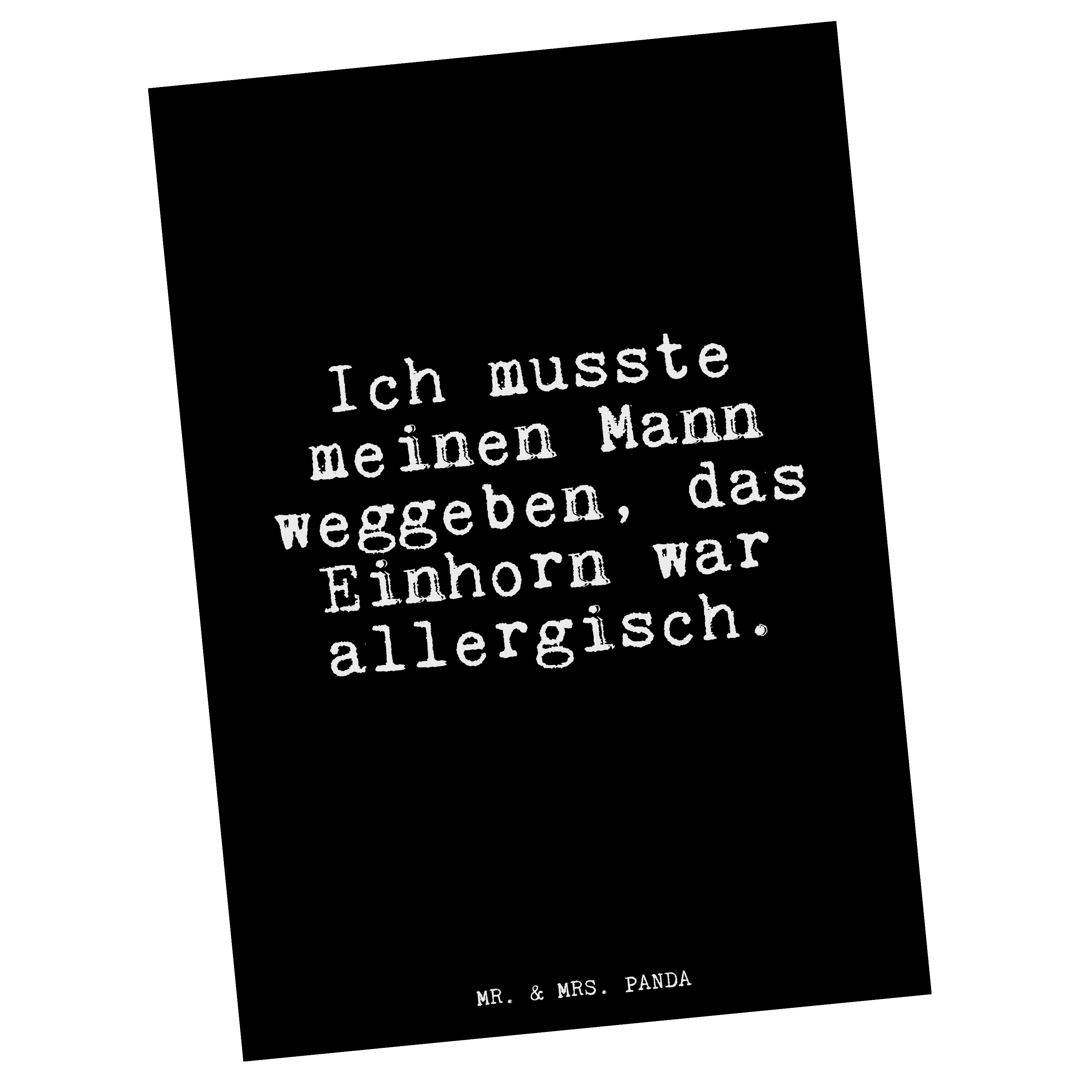 Mr. & Mrs. Panda Postkarte »Ich musste meinen Mann... Schwarz