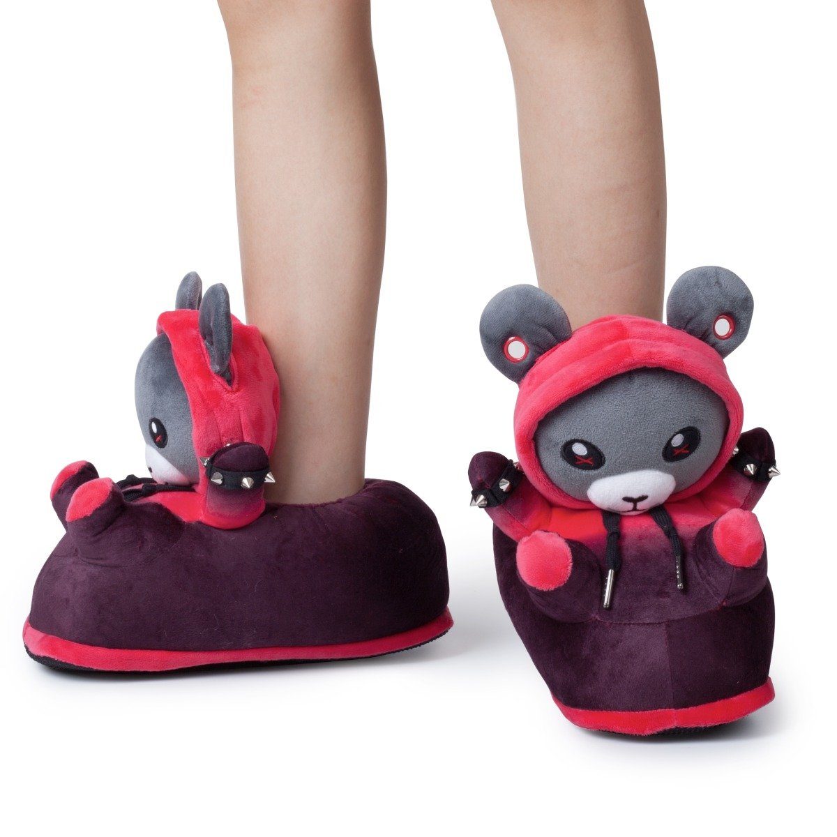 Corimori Tier Pantoffeln für Kinder Einheitsgröße 25-33,5 Plüsch Hausschuhe (Packung, Geschenk) EU Einheitsgröße 25-33,5 Punk Teddy Ember für Kinder, Jungen, Mädchen
