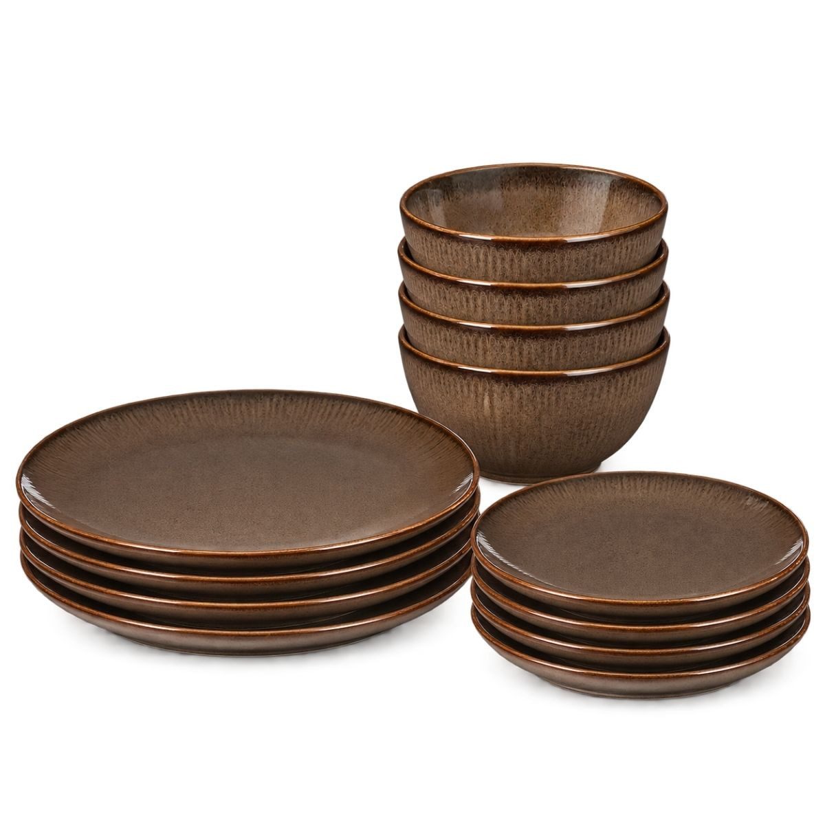 Mica Decorations Geschirr-Set Mica Decorations Nusa Geschirrset Braun 12-teilig, Tonware