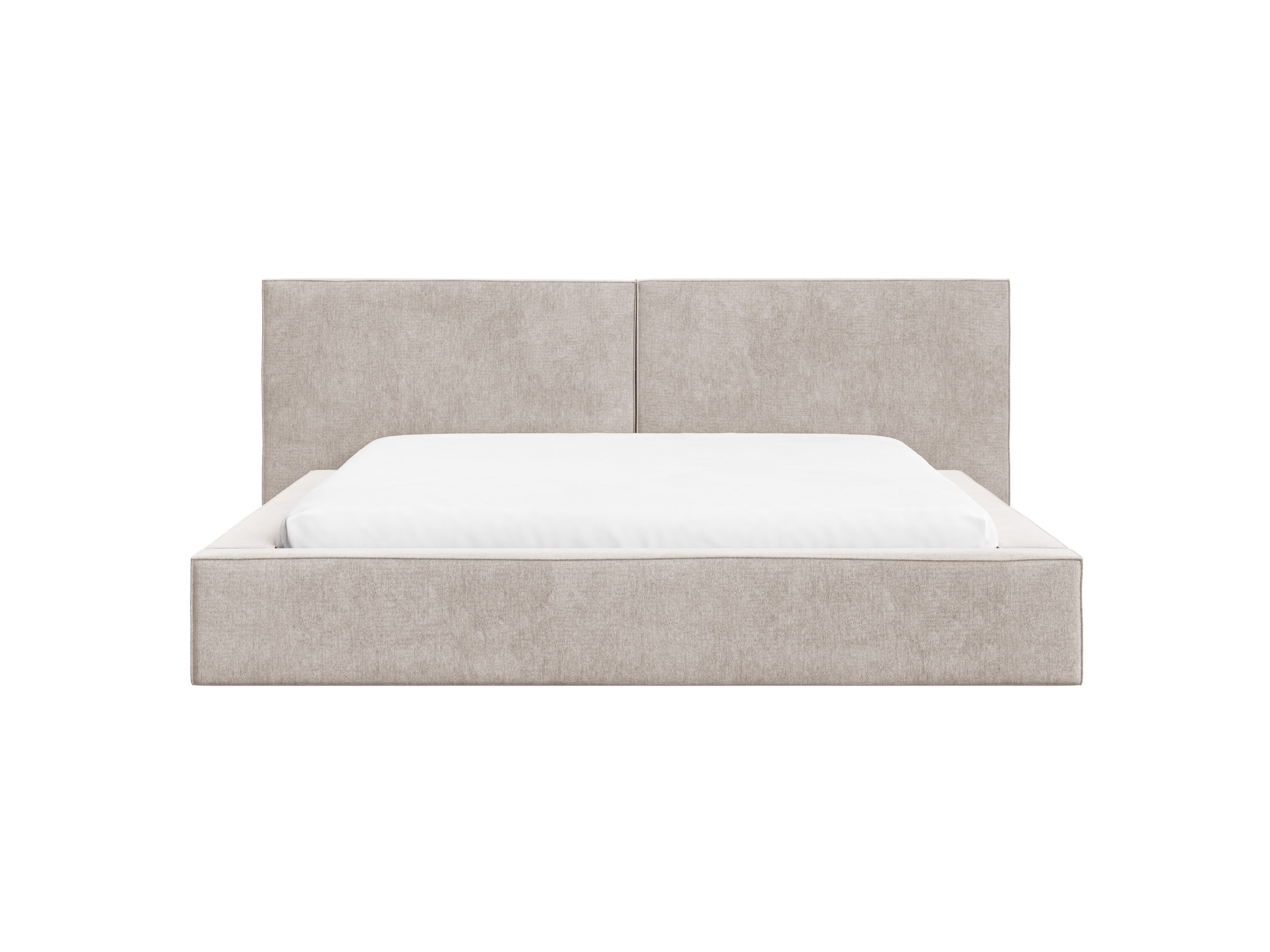 MOEBLO Polsterbett aus Strukturstoff Bett 06 (Bezug: Strukturstoff, Doppelbett mit Kopfstütze, Rahmenbettgestell, mit Bettkasten und Lattenrost), gepolstertes Kopfteil