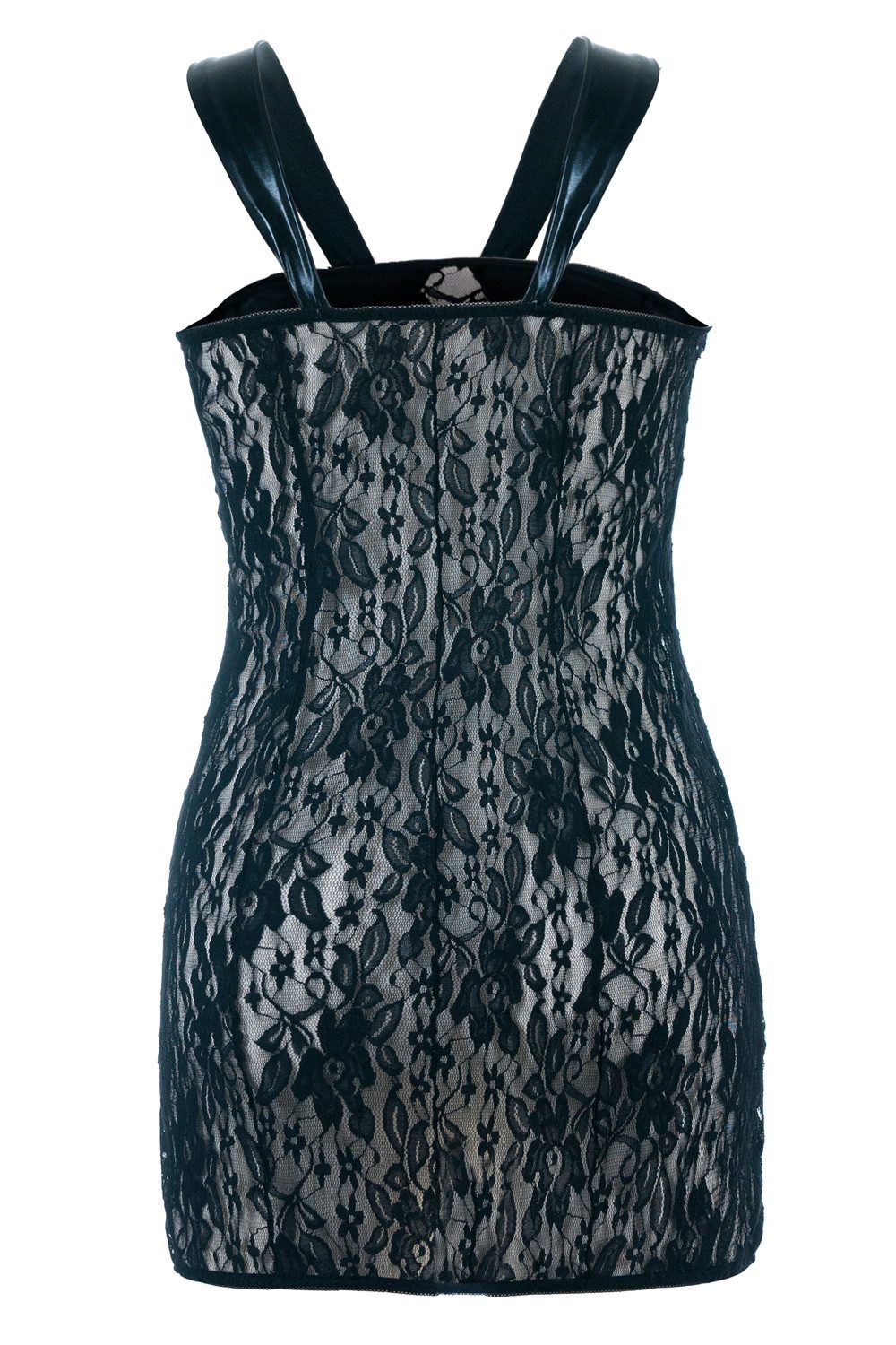 Andalea Set: Dekolleté-BH Schwarzes Wetlook Chemise transparent mit Spitze Damen Negligee XXL Pl