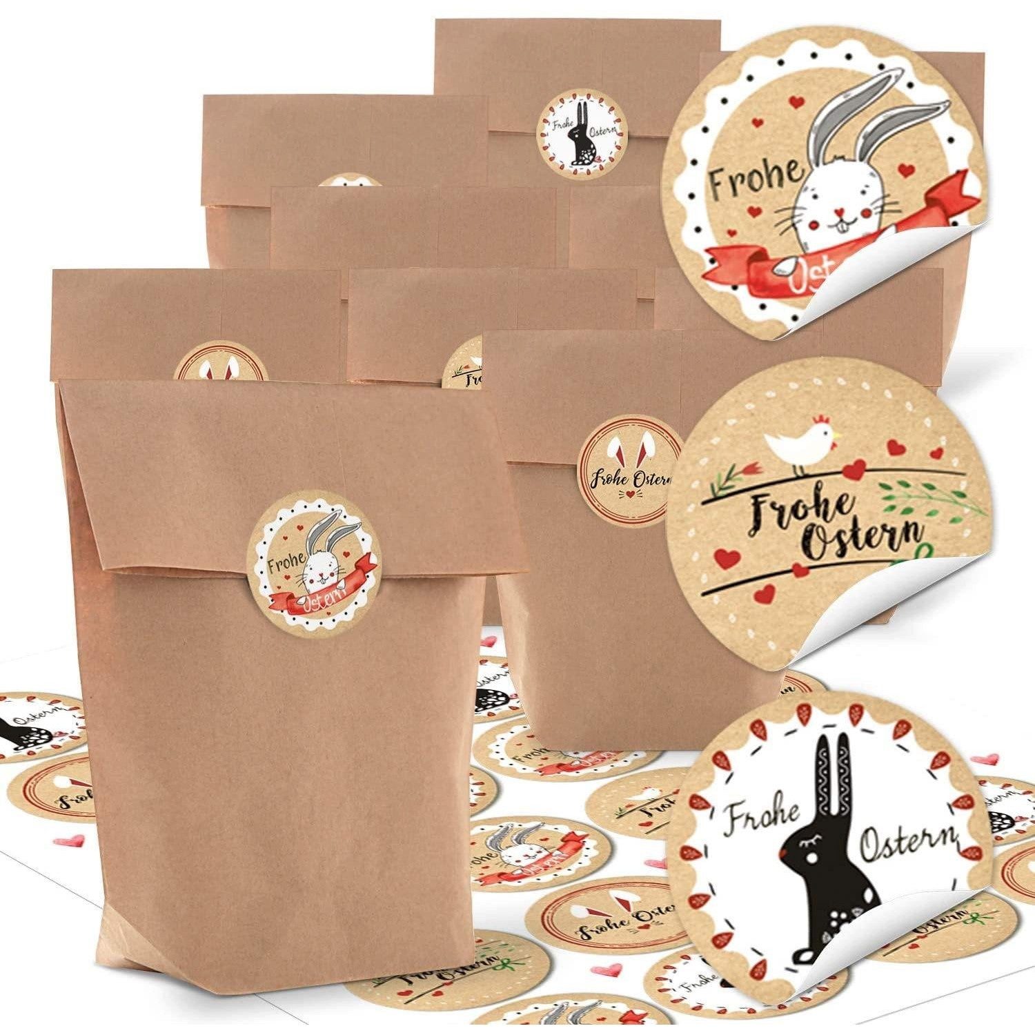 Logbuch-Verlag Geschenkbox Osterverpackung für Ostergeschenke - 10 Ostertüten aus Kraftpapier mit