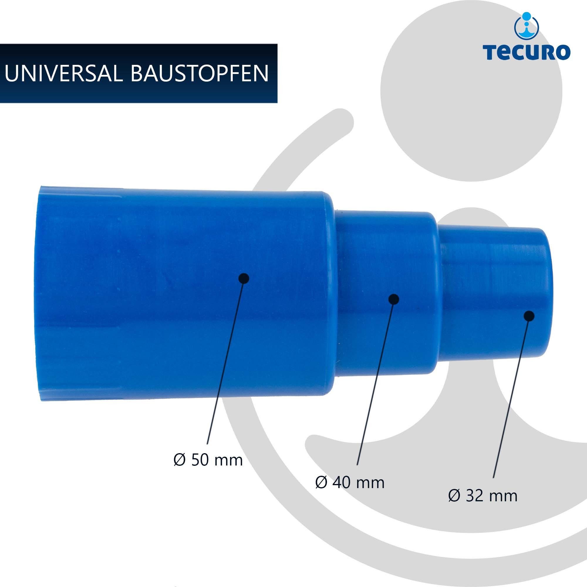 tecuro Ablaufrohr Abfluss - Siphon - Baustopfen für HT - Steckmuffe Ø 32/40/50 mm