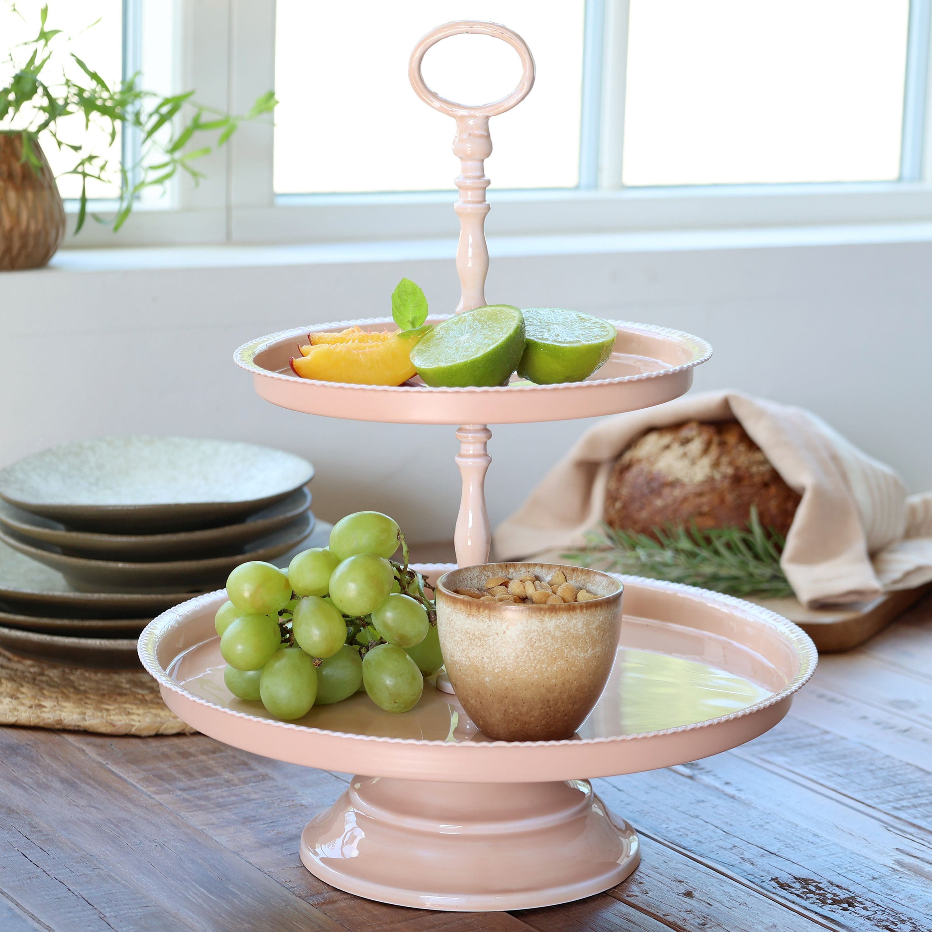 Chic Antique Etagere Chic Antique - Etagere Ständer Servierständer 2 Stöckig Metall Rosa, Metall