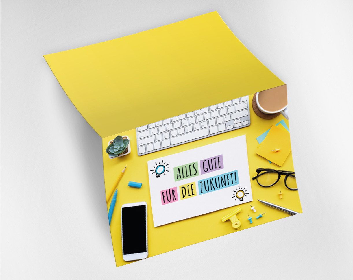 JUNAPACK Abschiedskarte mit Umschlag XXL A4 lustige Klappkarte Jobwechsel Kündigung Kollegen, Witzige A4-Klappkarte mit UV-Lack, viel Platz und passendem Umschlag