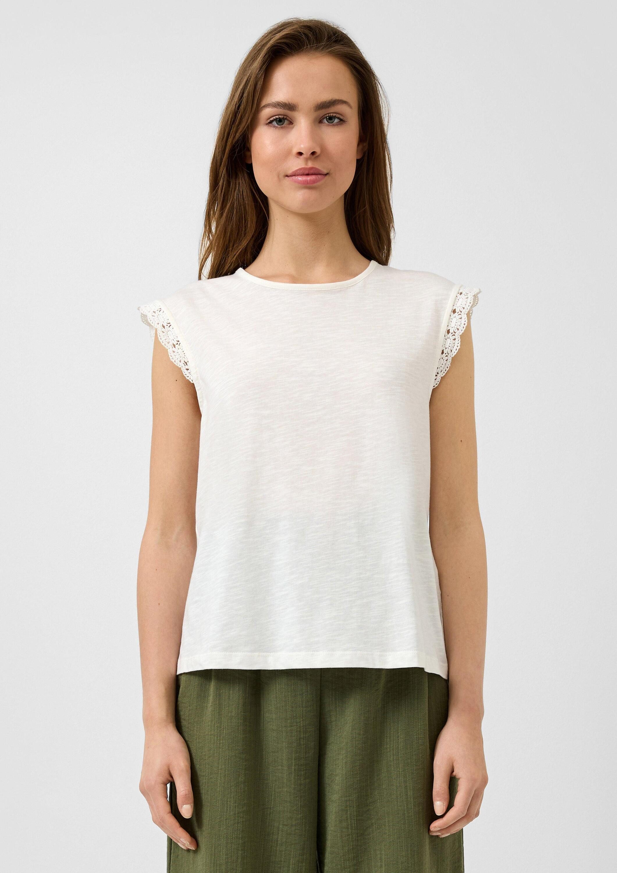 QS Kurzarmshirt T-Shirt Top mit Spitze