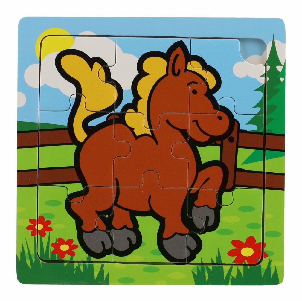 TEDDIES Puzzle Holzpuzzle Meine ersten Haustiere: Pferd 9 Teile, Puzzleteile