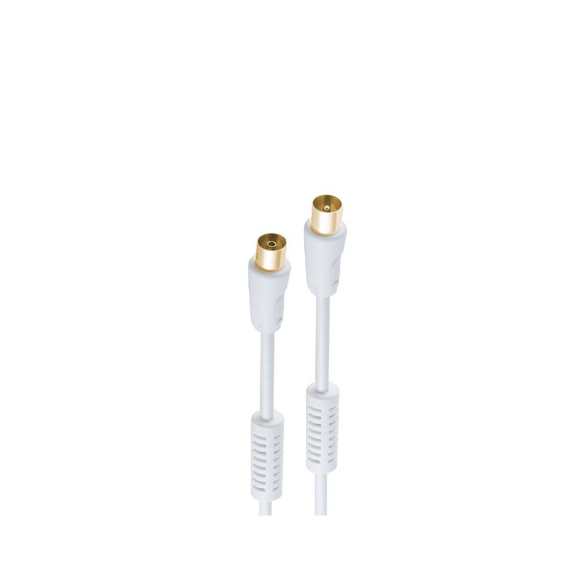wß vergoldet m. Koax-Kabelverbinder >100dB 3,75m Ferrit shiverpeaks® Antennenkabel