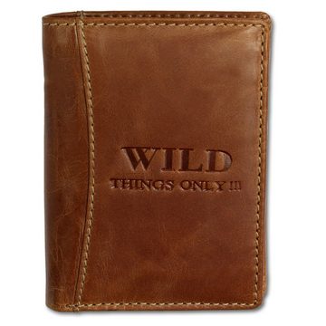 Wild Things Only !!! Geldbörse Wild Things Only Unisex Brieftasche (Portemonnaie, Portemonnaie), Herren, Damen Portemonnaie Echtleder Größe ca. 9,5cm, braun